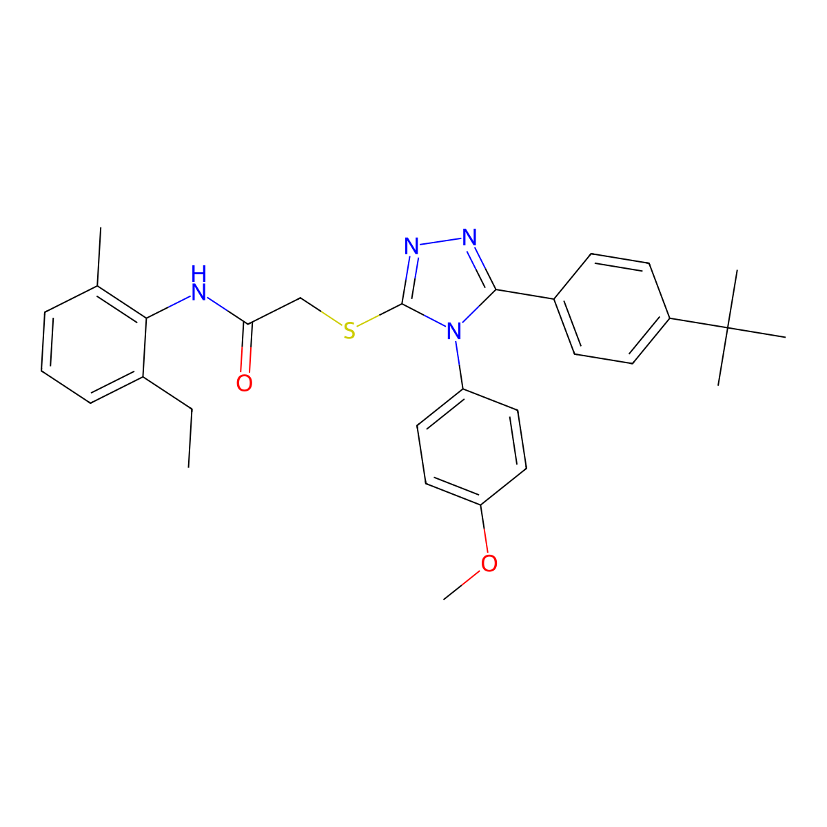 2-{[5-(4-tert-butylphenyl)-4-(4-methoxyphenyl)-4H-1,2,4-triazol-3-yl]sulfanyl}-N-(2-ethyl-6-methylphenyl)acetamide molecular structure, CAS 499103-31-0