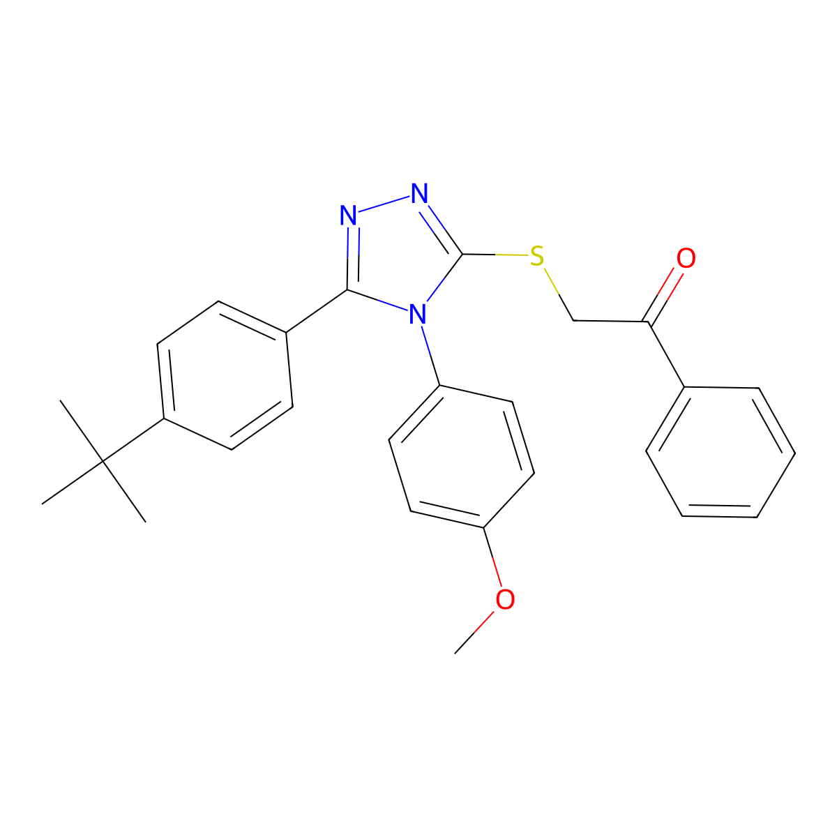 2-{[5-(4-tert-butylphenyl)-4-(4-methoxyphenyl)-4H-1,2,4-triazol-3-yl]sulfanyl}-1-phenylethanone molecular structure, CAS 499103-33-2
