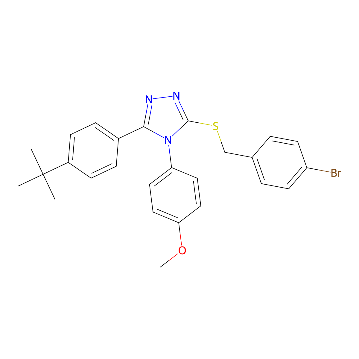 3-[(4-bromobenzyl)sulfanyl]-5-(4-tert-butylphenyl)-4-(4-methoxyphenyl)-4H-1,2,4-triazole molecular structure, CAS 499103-36-5