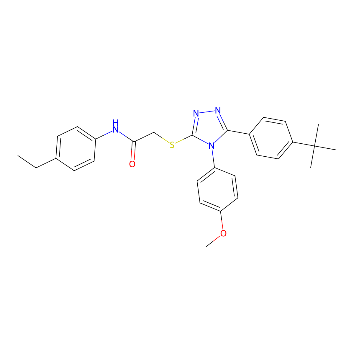 2-((5-(4-Tert-butylphenyl)-4-(4-methoxyphenyl)-4H-1,2,4-triazol-3-YL)sulfanyl)-N-(4-ethylphenyl)acetamide molecular structure, CAS 499103-37-6