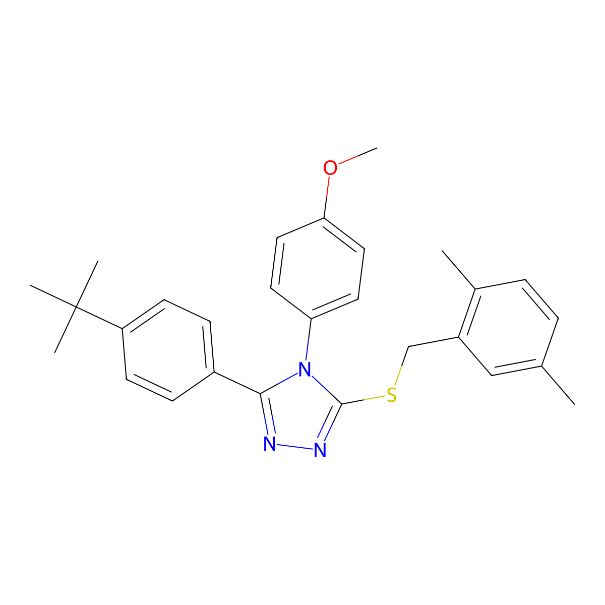 3-(4-tert-butylphenyl)-5-[(2,5-dimethylbenzyl)sulfanyl]-4-(4-methoxyphenyl)-4H-1,2,4-triazole molecular structure, CAS 499103-43-4