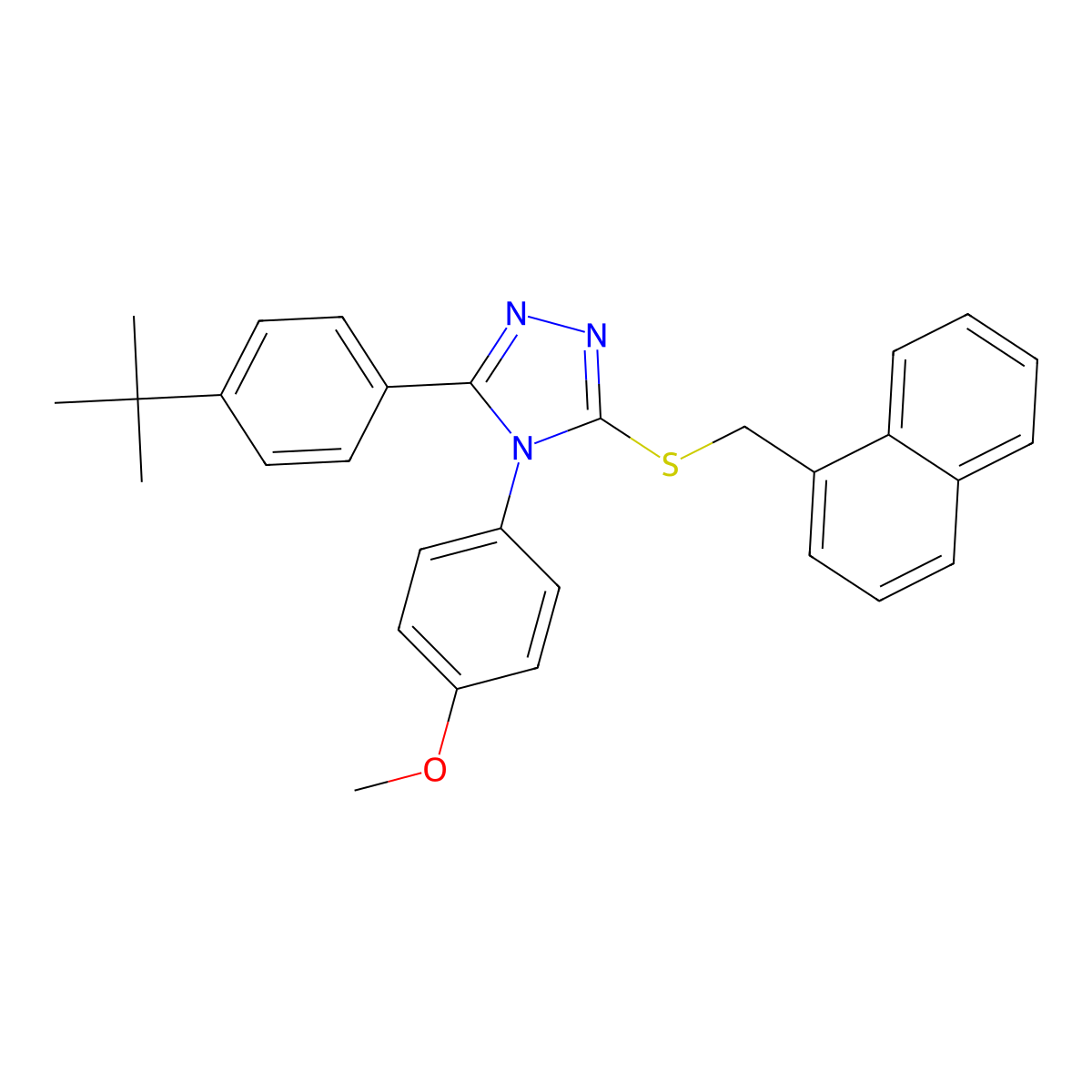 3-(4-tert-butylphenyl)-4-(4-methoxyphenyl)-5-[(naphthalen-1-ylmethyl)sulfanyl]-4H-1,2,4-triazole molecular structure, CAS 499103-44-5