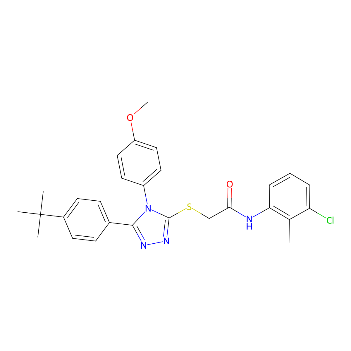 2-{[5-(4-tert-butylphenyl)-4-(4-methoxyphenyl)-4H-1,2,4-triazol-3-yl]sulfanyl}-N-(3-chloro-2-methylphenyl)acetamide molecular structure, CAS 499103-46-7