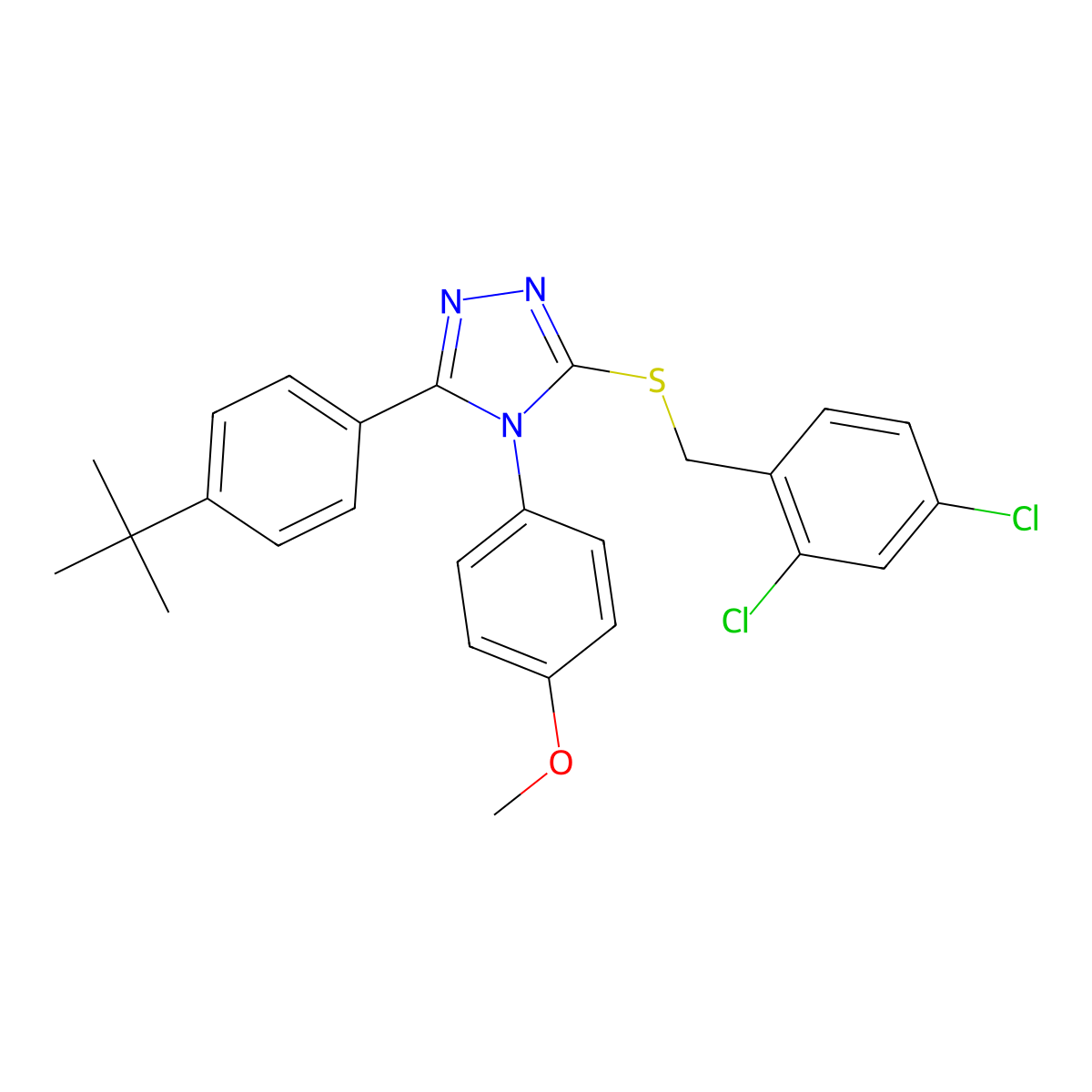 3-(4-tert-butylphenyl)-5-[(2,4-dichlorobenzyl)sulfanyl]-4-(4-methoxyphenyl)-4H-1,2,4-triazole molecular structure, CAS 499103-50-3