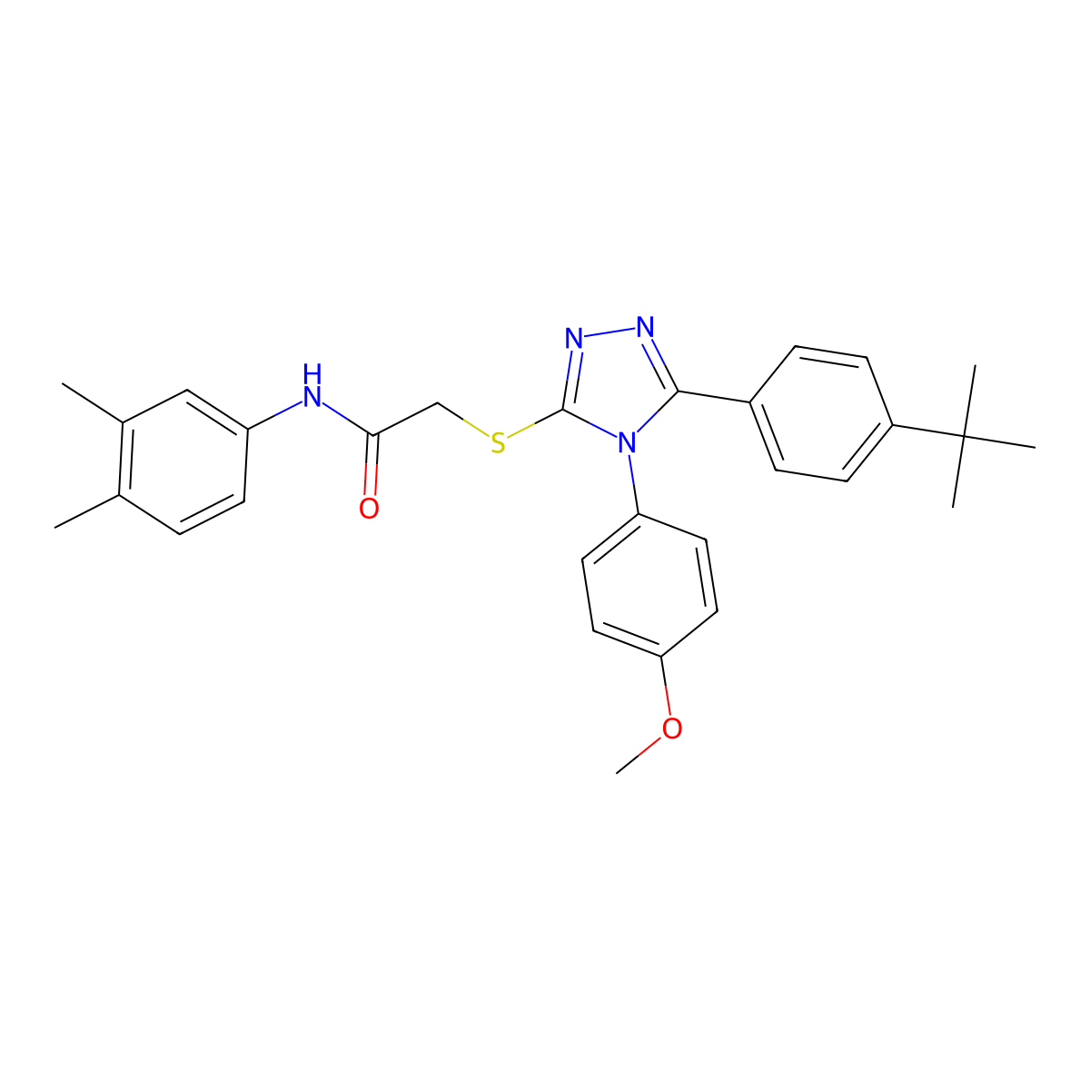 2-{[5-(4-tert-butylphenyl)-4-(4-methoxyphenyl)-4H-1,2,4-triazol-3-yl]sulfanyl}-N-(3,4-dimethylphenyl)acetamide molecular structure, CAS 499103-51-4