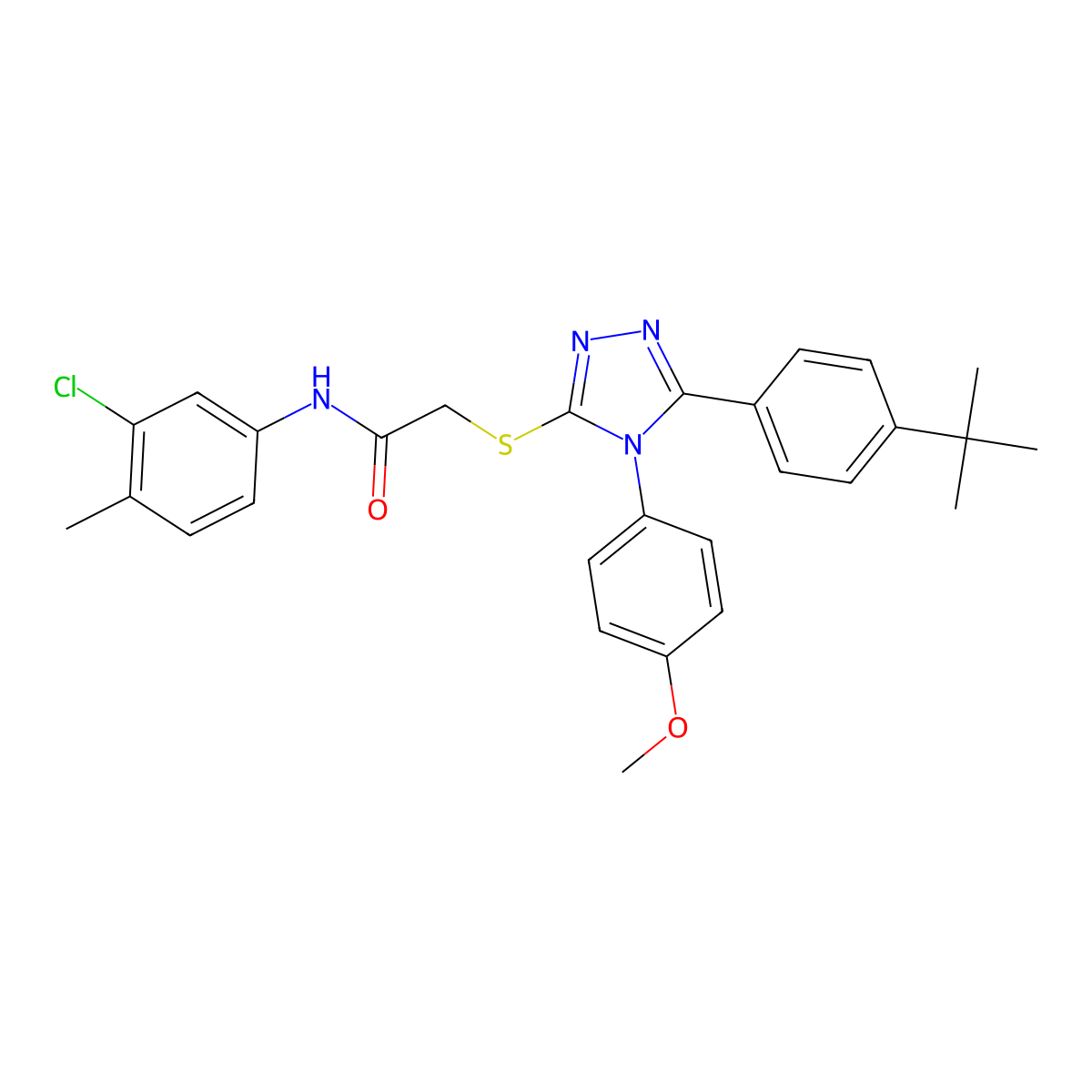 2-{[5-(4-tert-butylphenyl)-4-(4-methoxyphenyl)-4H-1,2,4-triazol-3-yl]sulfanyl}-N-(3-chloro-4-methylphenyl)acetamide molecular structure, CAS 499103-52-5