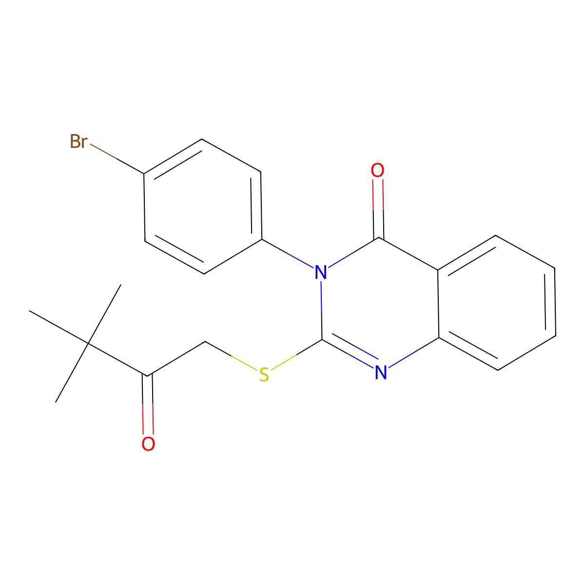 3-(4-Bromophenyl)-2-((3,3-dimethyl-2-oxobutyl)thio)-4(3H)-quinazolinone molecular structure, CAS 499103-99-0