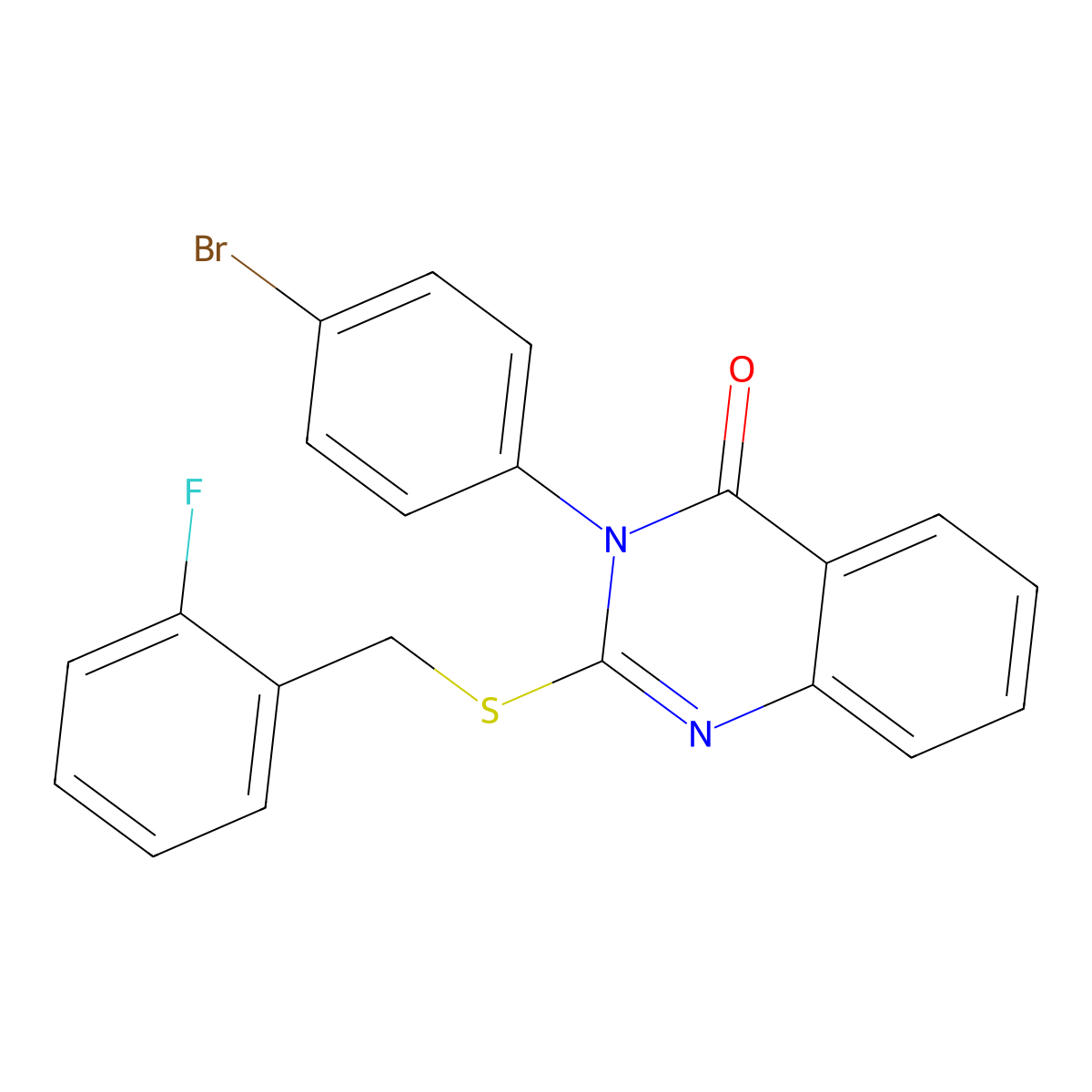 3-(4-Bromophenyl)-2-((2-fluorobenzyl)thio)-4(3H)-quinazolinone molecular structure, CAS 499104-01-7