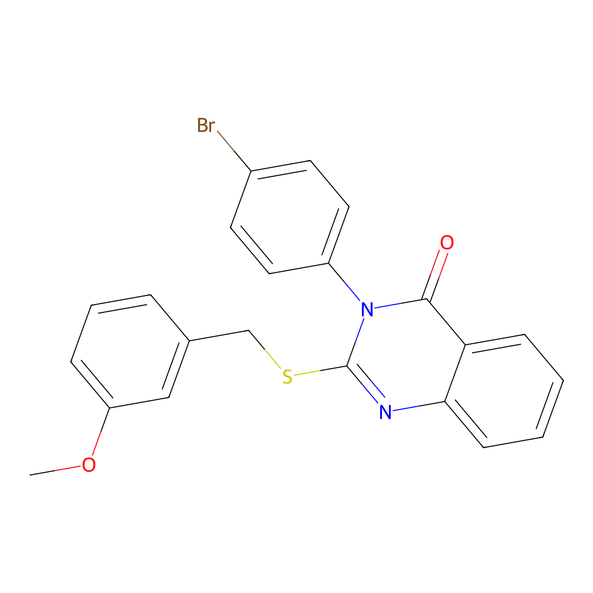3-(4-Bromophenyl)-2-((3-methoxybenzyl)thio)-4(3H)-quinazolinone molecular structure, CAS 499104-06-2