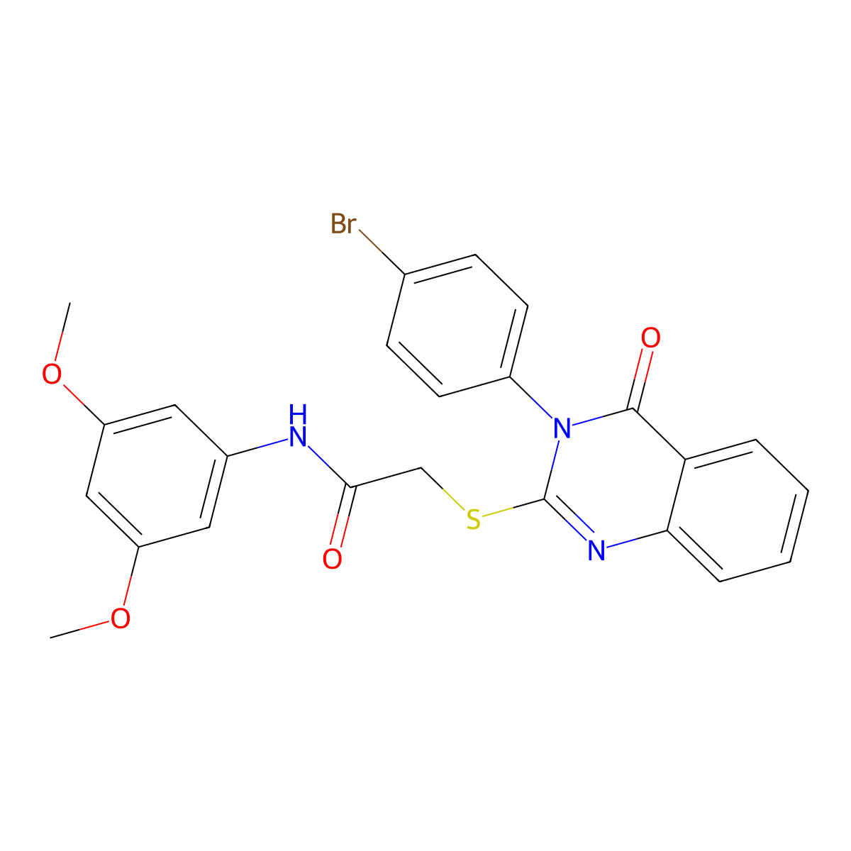 2-{[3-(4-bromophenyl)-4-oxo-3,4-dihydroquinazolin-2-yl]sulfanyl}-N-(3,5-dimethoxyphenyl)acetamide molecular structure, CAS 499104-11-9