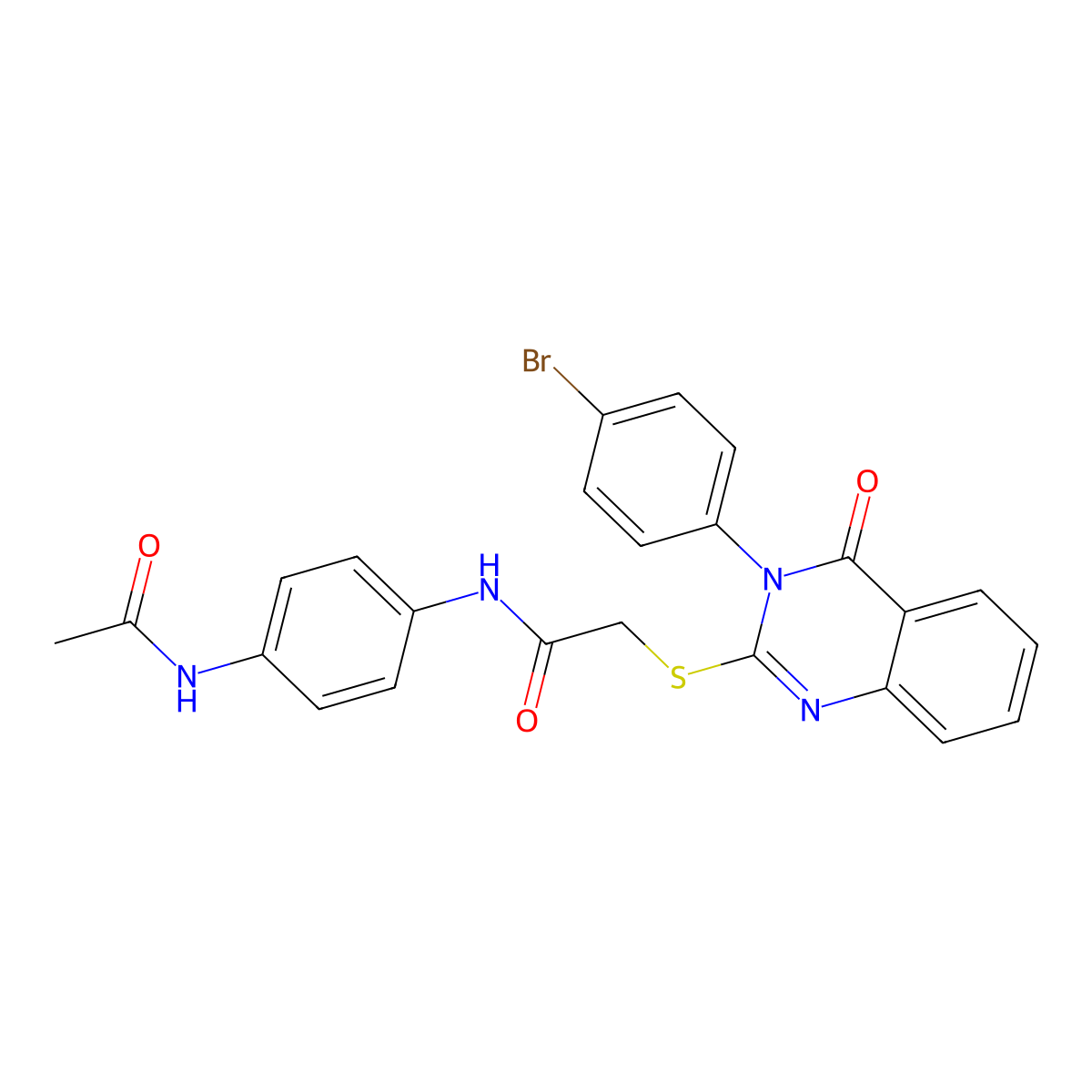 N-[4-(acetylamino)phenyl]-2-{[3-(4-bromophenyl)-4-oxo-3,4-dihydroquinazolin-2-yl]sulfanyl}acetamide molecular structure, CAS 499104-14-2