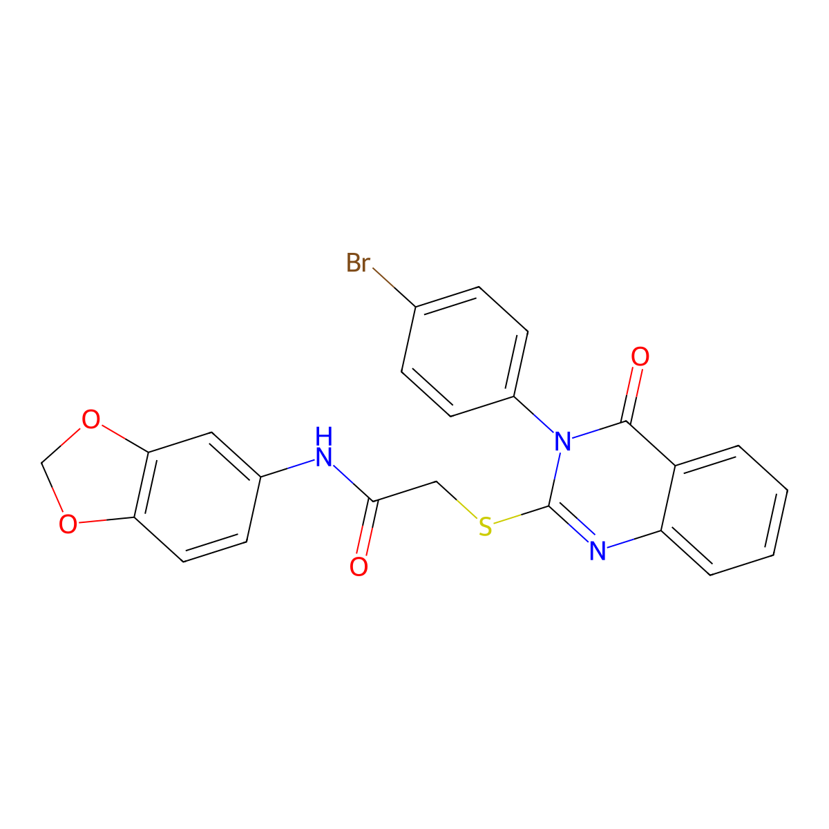 N-(1,3-benzodioxol-5-yl)-2-{[3-(4-bromophenyl)-4-oxo-3,4-dihydroquinazolin-2-yl]sulfanyl}acetamide molecular structure, CAS 499104-15-3