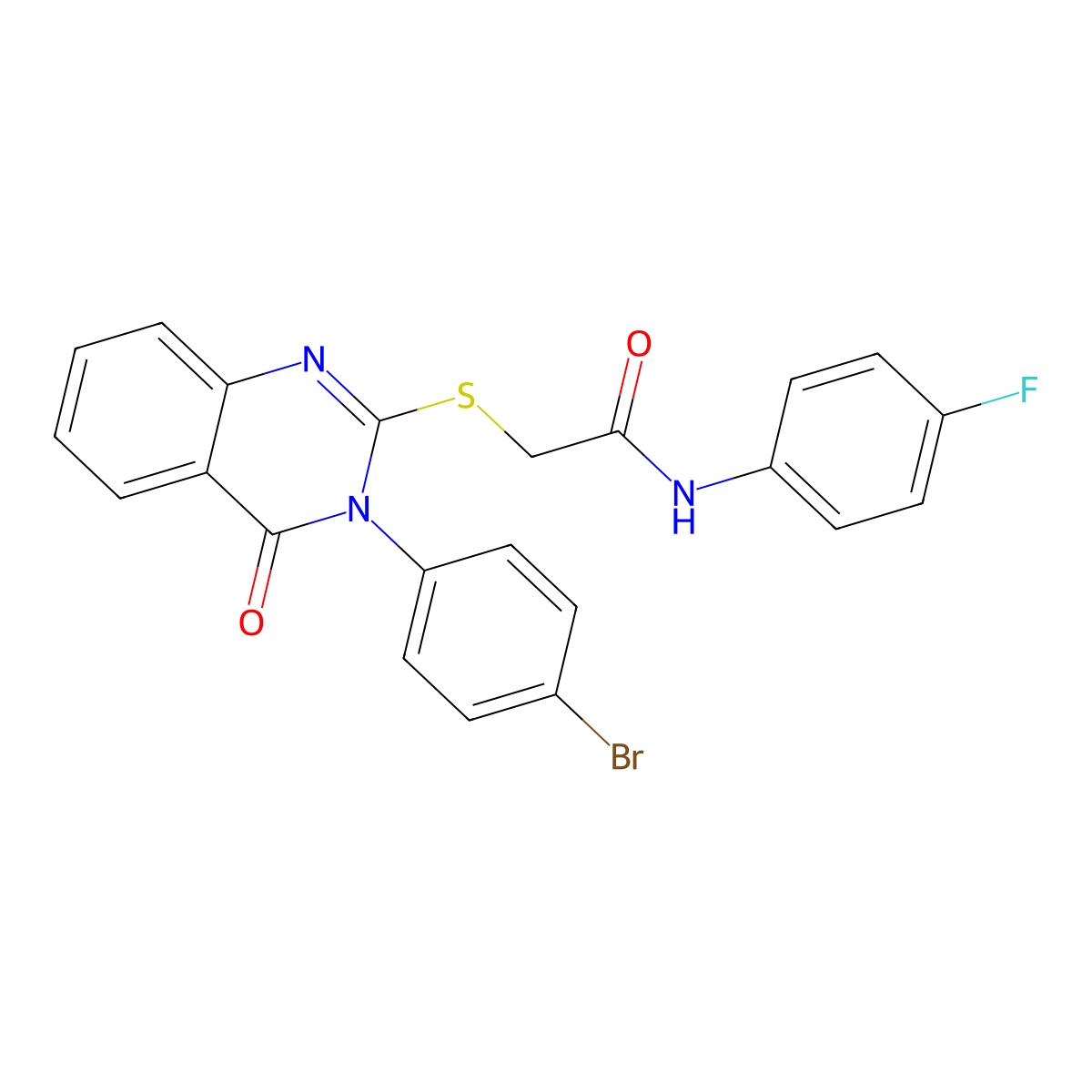 2-{[3-(4-bromophenyl)-4-oxo-3,4-dihydroquinazolin-2-yl]sulfanyl}-N-(4-fluorophenyl)acetamide molecular structure, CAS 499104-22-2