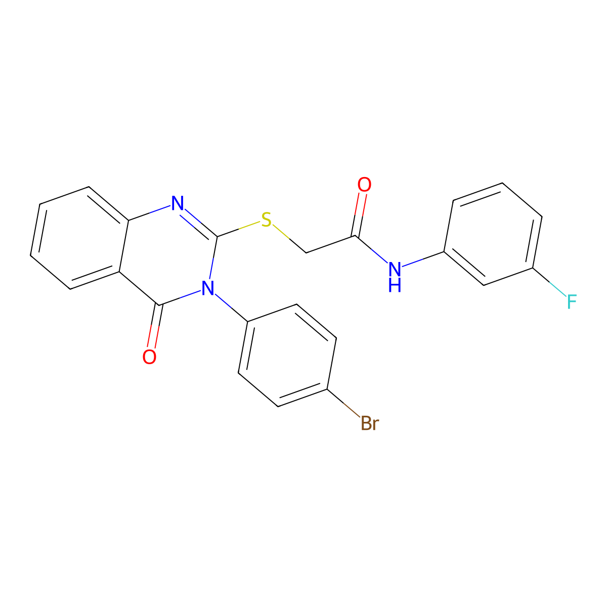 2-{[3-(4-bromophenyl)-4-oxo-3,4-dihydroquinazolin-2-yl]sulfanyl}-N-(3-fluorophenyl)acetamide molecular structure, CAS 499104-23-3