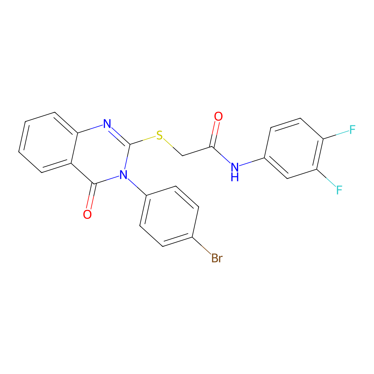 2-{[3-(4-bromophenyl)-4-oxo-3,4-dihydroquinazolin-2-yl]sulfanyl}-N-(3,4-difluorophenyl)acetamide molecular structure, CAS 499104-24-4