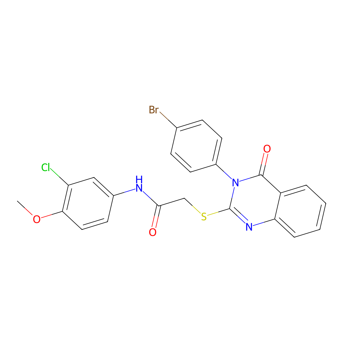 2-{[3-(4-bromophenyl)-4-oxo-3,4-dihydroquinazolin-2-yl]sulfanyl}-N-(3-chloro-4-methoxyphenyl)acetamide molecular structure, CAS 499104-25-5