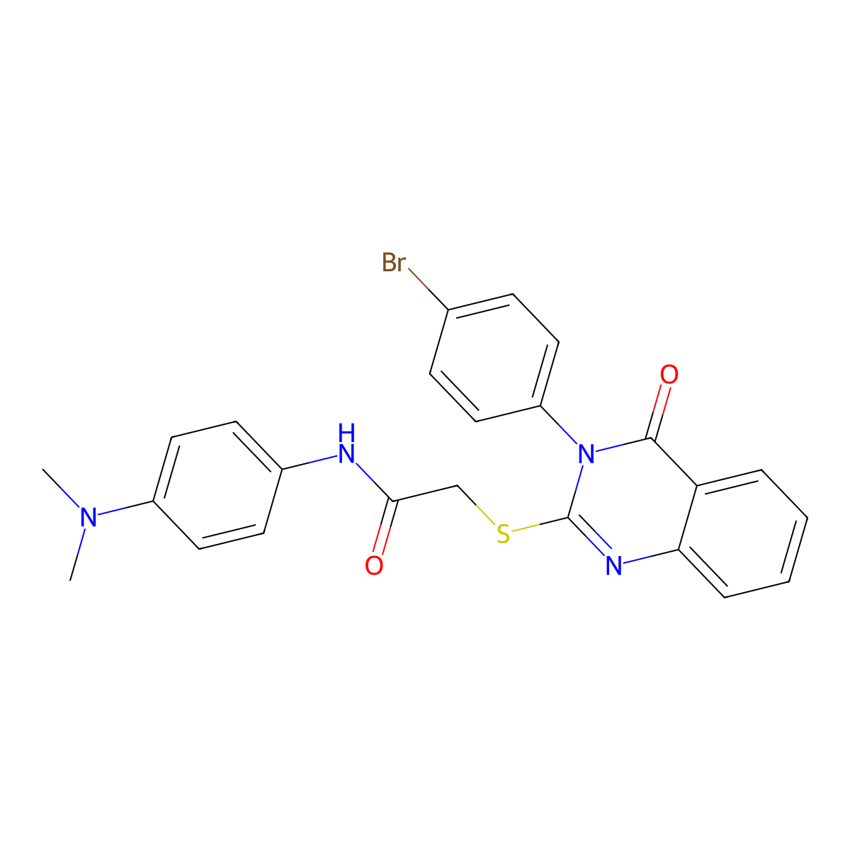 2-{[3-(4-bromophenyl)-4-oxo-3,4-dihydroquinazolin-2-yl]sulfanyl}-N-[4-(dimethylamino)phenyl]acetamide molecular structure, CAS 499104-33-5