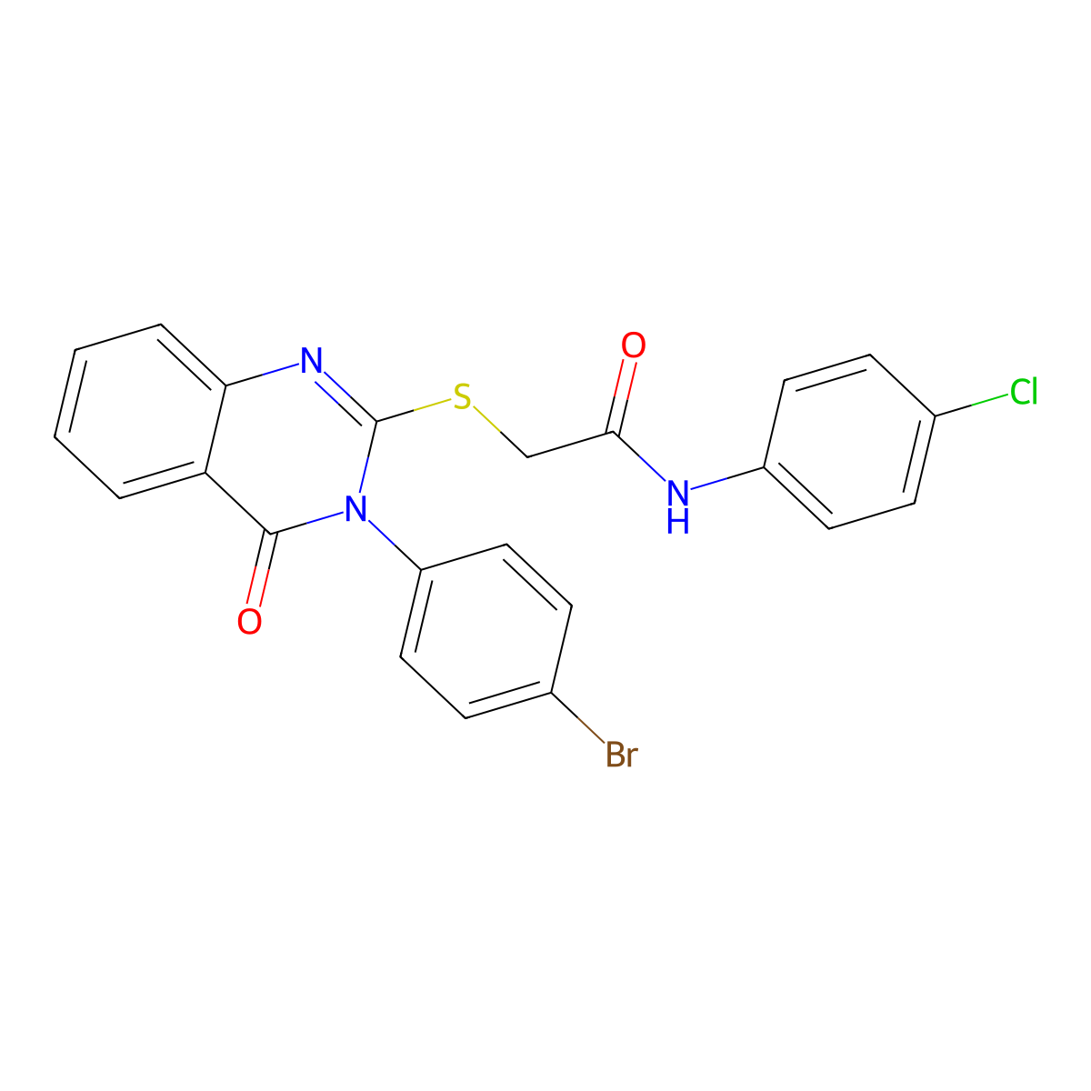 2-{[3-(4-bromophenyl)-4-oxo-3,4-dihydroquinazolin-2-yl]sulfanyl}-N-(4-chlorophenyl)acetamide molecular structure, CAS 499104-35-7