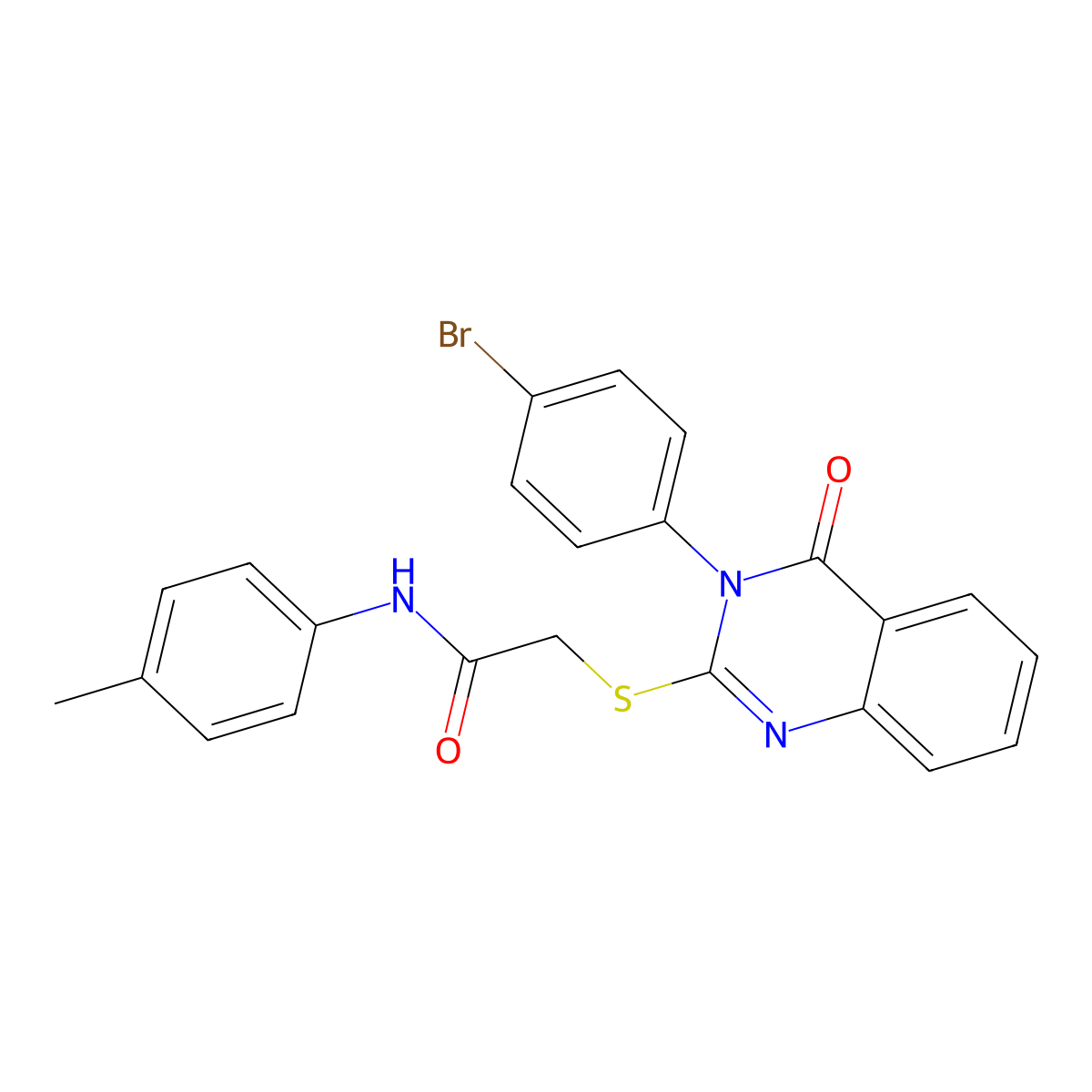 2-{[3-(4-bromophenyl)-4-oxo-3,4-dihydroquinazolin-2-yl]sulfanyl}-N-(4-methylphenyl)acetamide molecular structure, CAS 499104-37-9