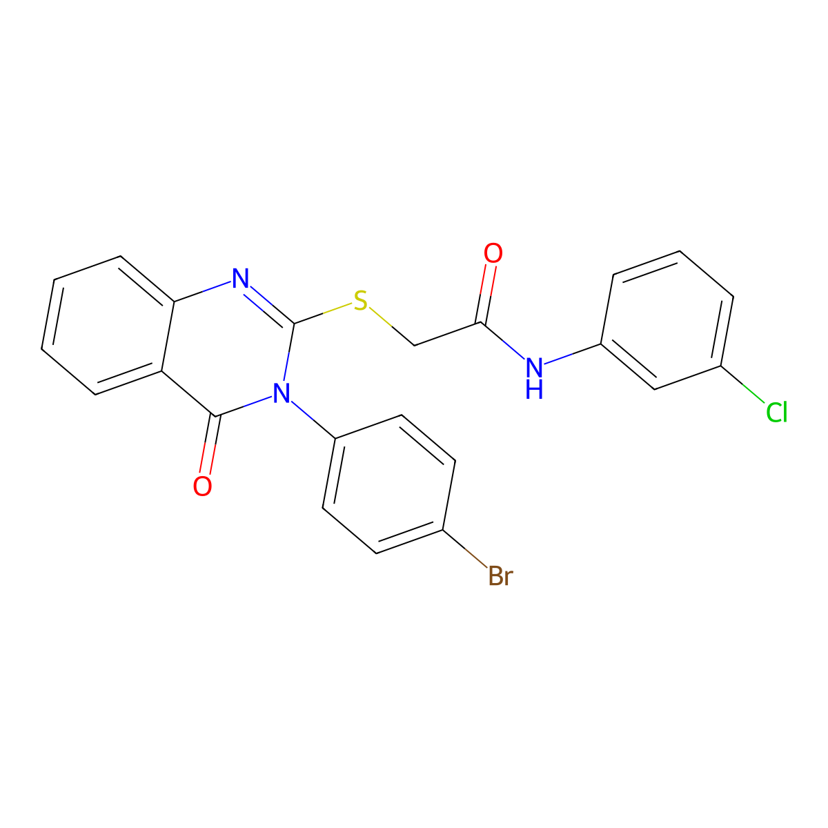 2-{[3-(4-bromophenyl)-4-oxo-3,4-dihydroquinazolin-2-yl]sulfanyl}-N-(3-chlorophenyl)acetamide molecular structure, CAS 499104-38-0