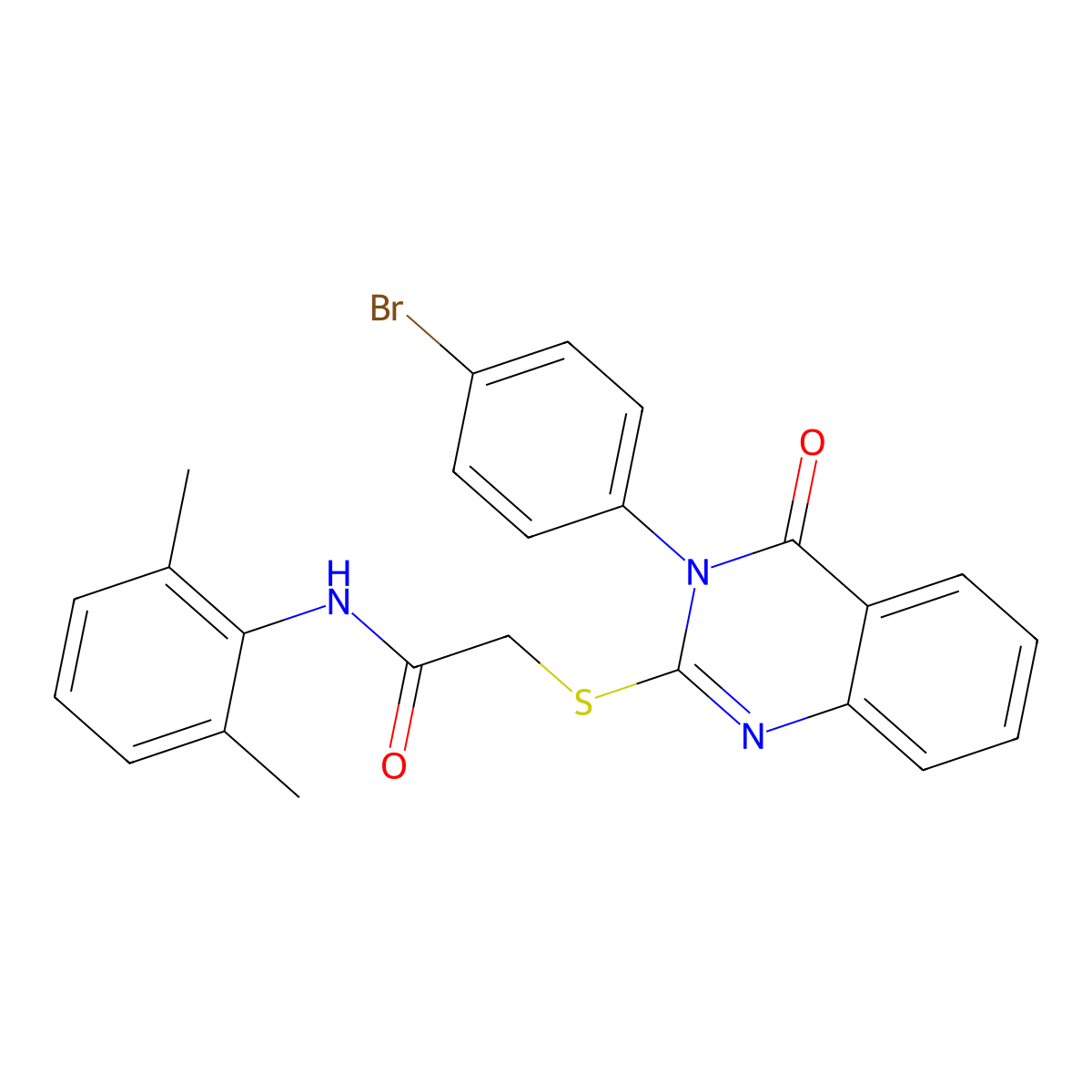 2-{[3-(4-bromophenyl)-4-oxo-3,4-dihydroquinazolin-2-yl]sulfanyl}-N-(2,6-dimethylphenyl)acetamide molecular structure, CAS 499104-46-0