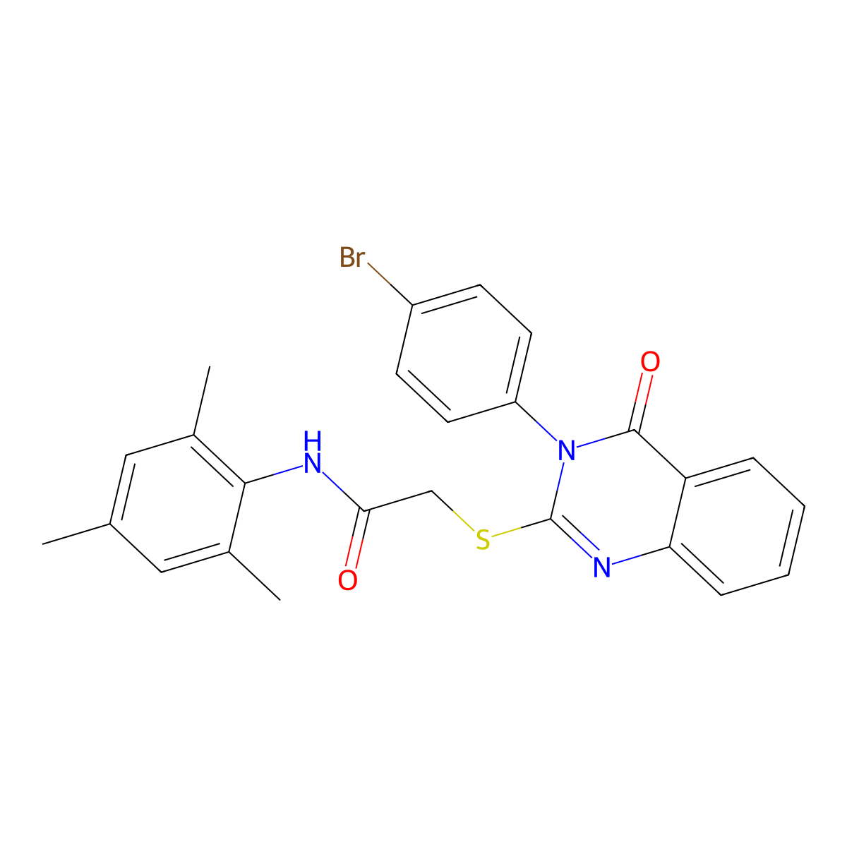 2-{[3-(4-bromophenyl)-4-oxo-3,4-dihydroquinazolin-2-yl]sulfanyl}-N-(2,4,6-trimethylphenyl)acetamide molecular structure, CAS 499104-47-1