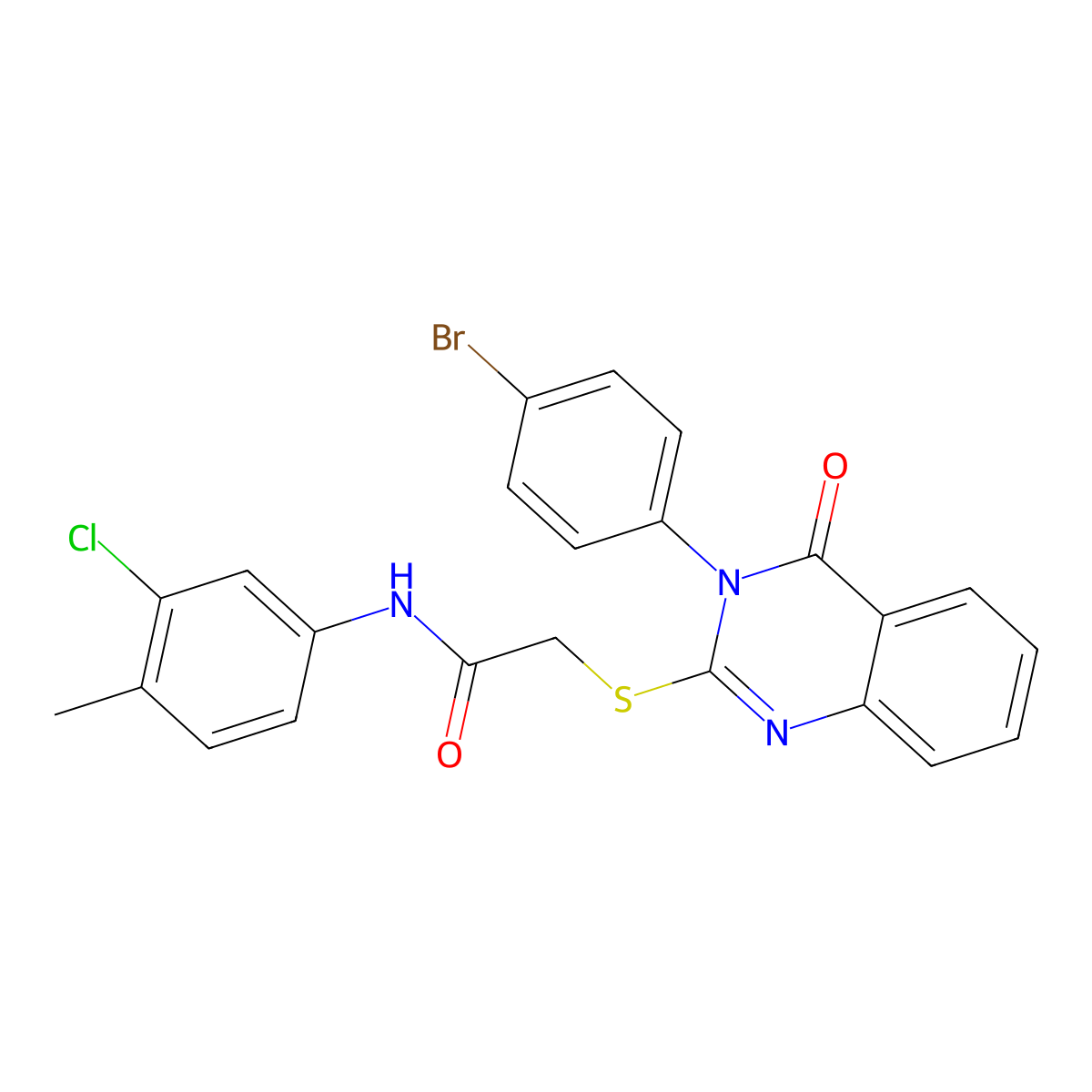 2-{[3-(4-bromophenyl)-4-oxo-3,4-dihydroquinazolin-2-yl]sulfanyl}-N-(3-chloro-4-methylphenyl)acetamide molecular structure, CAS 499104-50-6