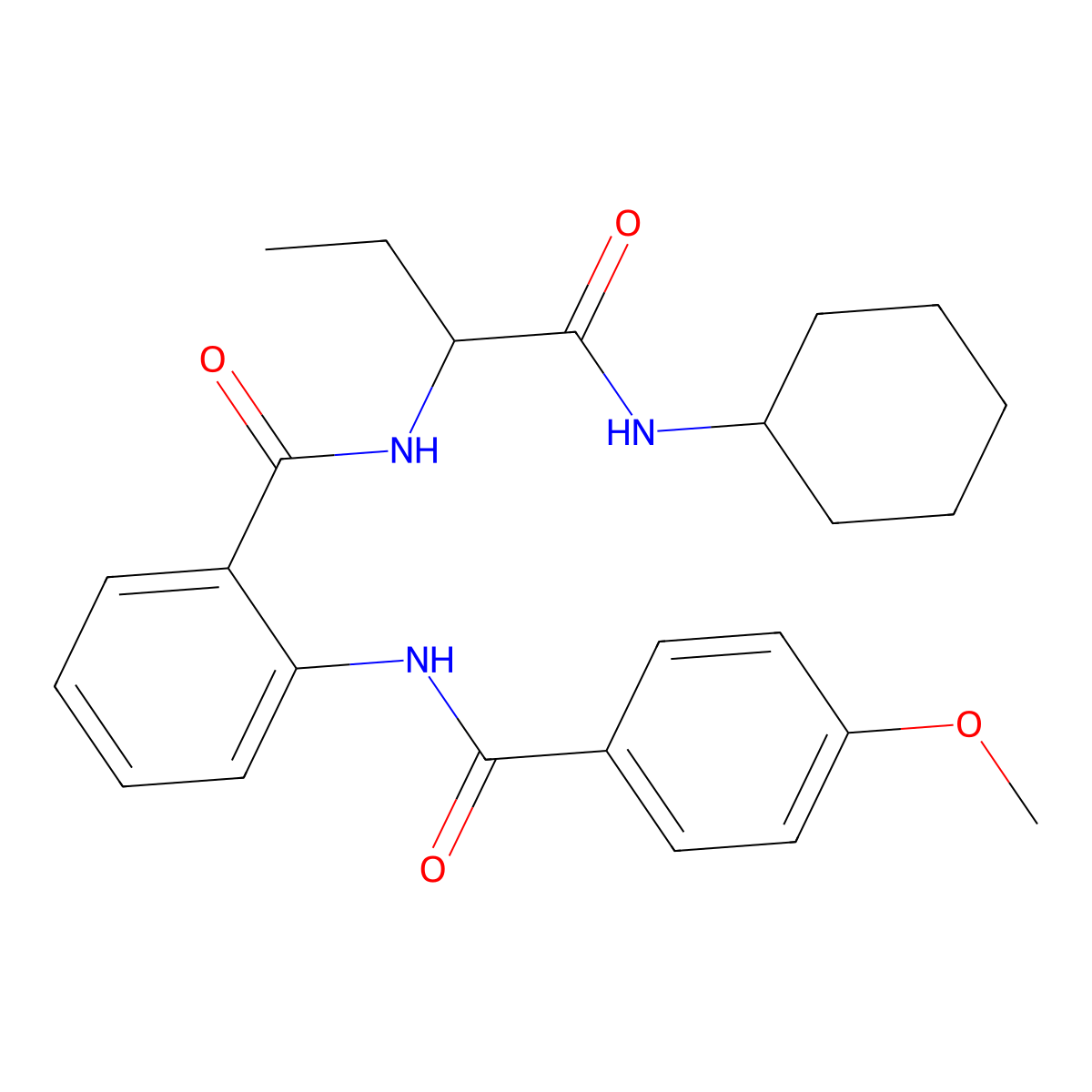 N-[1-(Cyclohexylamino)-1-oxo-2-butanyl]-2-[(4-methoxybenzoyl)amino]benzamide molecular structure, CAS 499105-01-0