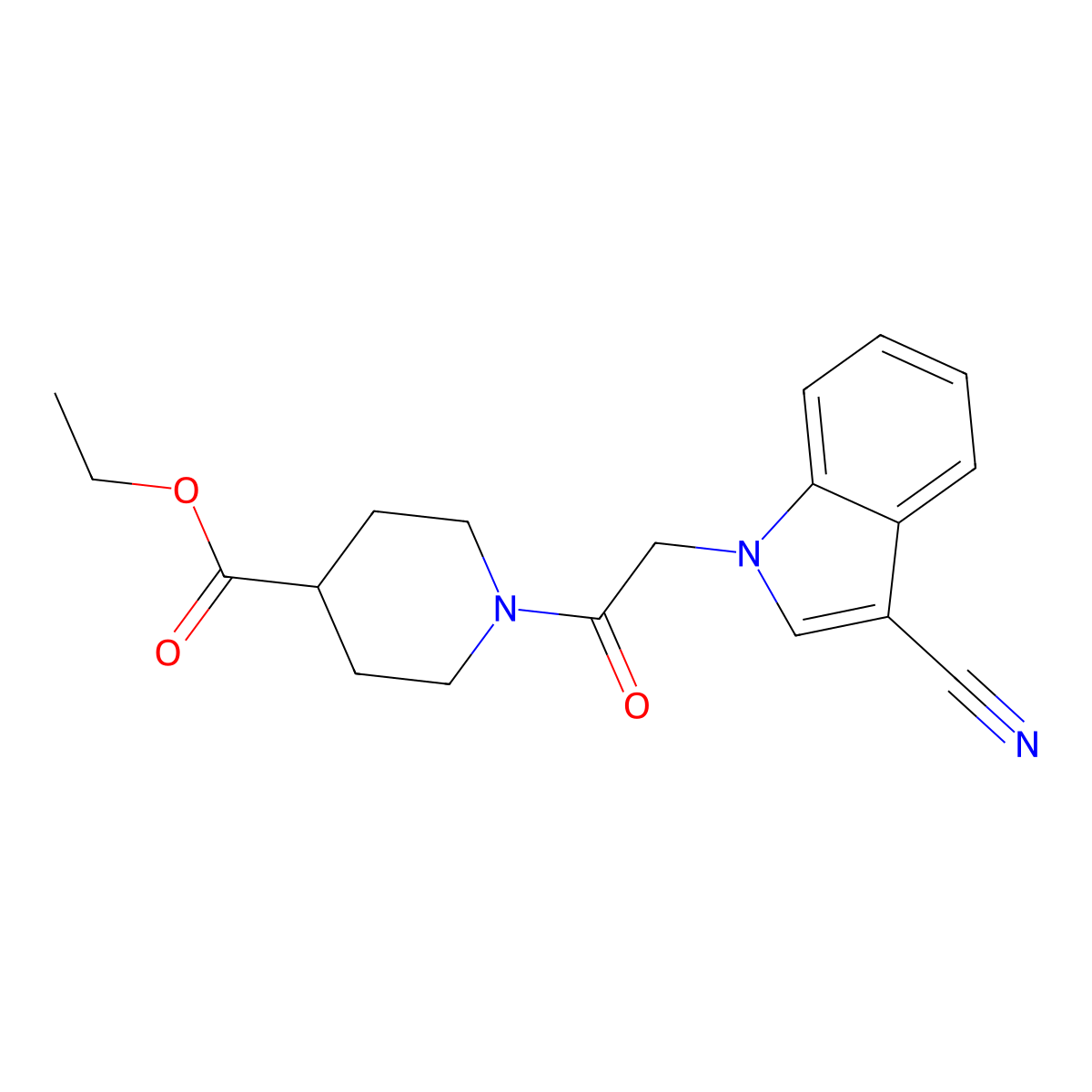 ethyl 1-[(3-cyano-1H-indol-1-yl)acetyl]-4-piperidinecarboxylate molecular structure, CAS 499110-77-9