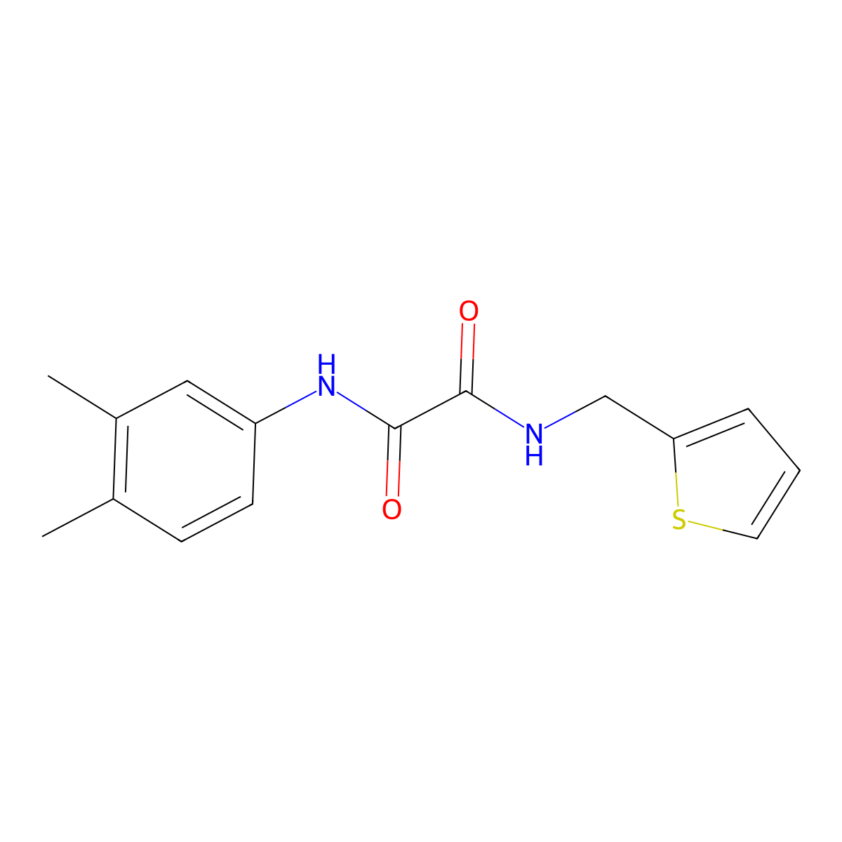 N'-(3,4-dimethylphenyl)-N-(thiophen-2-ylmethyl)oxamide molecular structure, CAS 499111-31-8