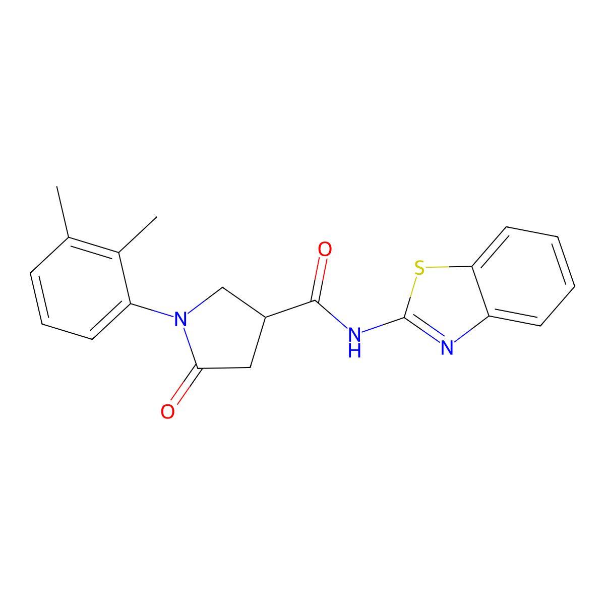 N-(1,3-benzothiazol-2-yl)-1-(2,3-dimethylphenyl)-5-oxopyrrolidine-3-carboxamide molecular structure, CAS 499111-33-0