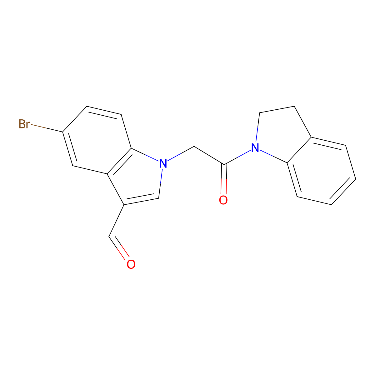 5-Bromo-1-[2-(2,3-dihydroindol-1-yl)-2-oxoethyl]indole-3-carbaldehyde molecular structure, CAS 499111-51-2