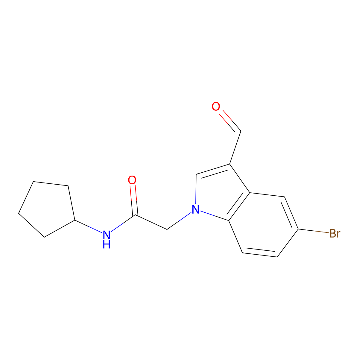 2-(5-bromo-3-formyl-1H-indol-1-yl)-N-cyclopentylacetamide molecular structure, CAS 499111-56-7