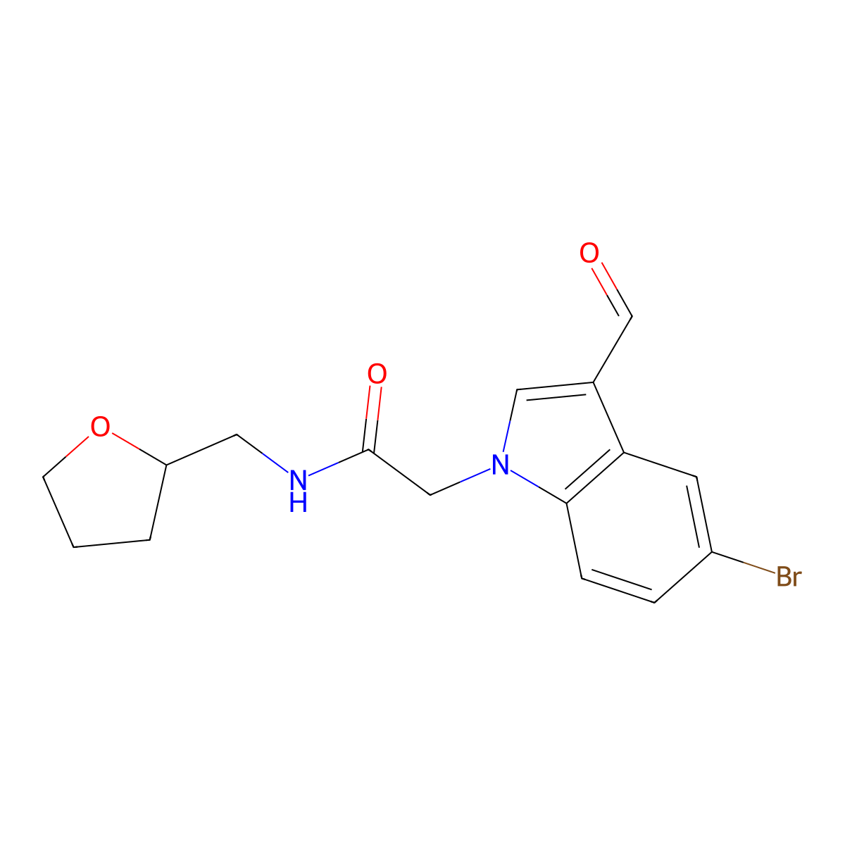 2-(5-bromo-3-formylindol-1-yl)-N-(oxolan-2-ylmethyl)acetamide molecular structure, CAS 499111-57-8