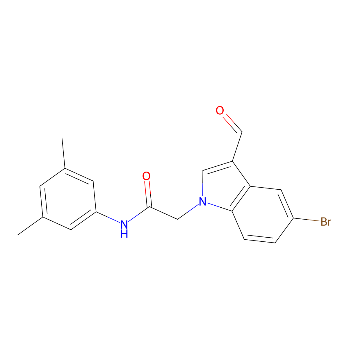 2-(5-bromo-3-formyl-1H-indol-1-yl)-N-(3,5-dimethylphenyl)acetamide molecular structure, CAS 499111-60-3