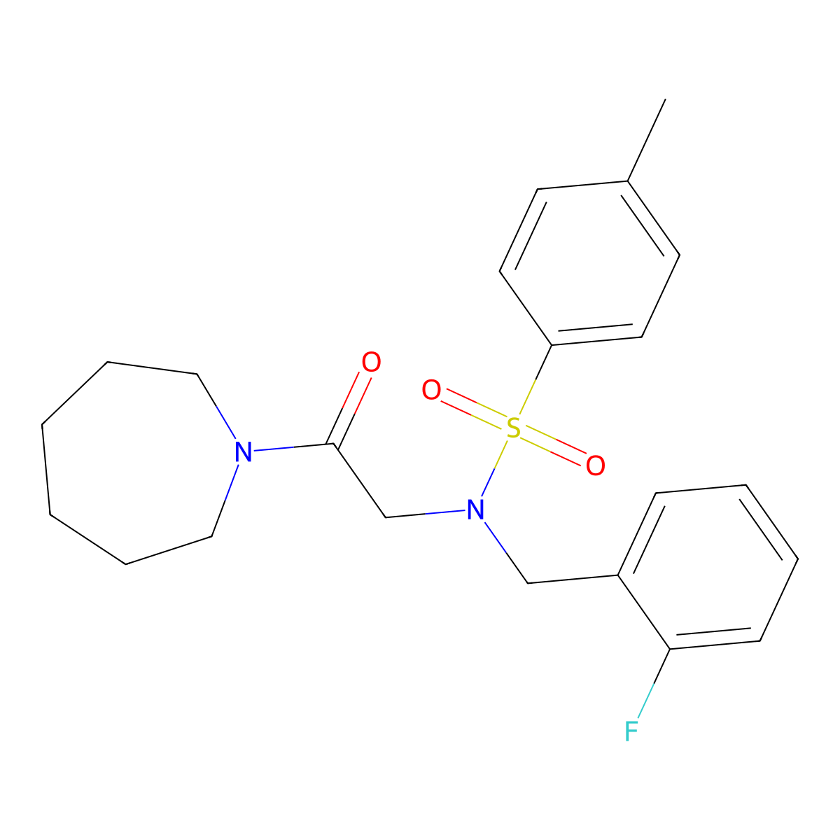 N-[2-(azepan-1-yl)-2-oxoethyl]-N-[(2-fluorophenyl)methyl]-4-methylbenzenesulfonamide molecular structure, CAS 499111-76-1