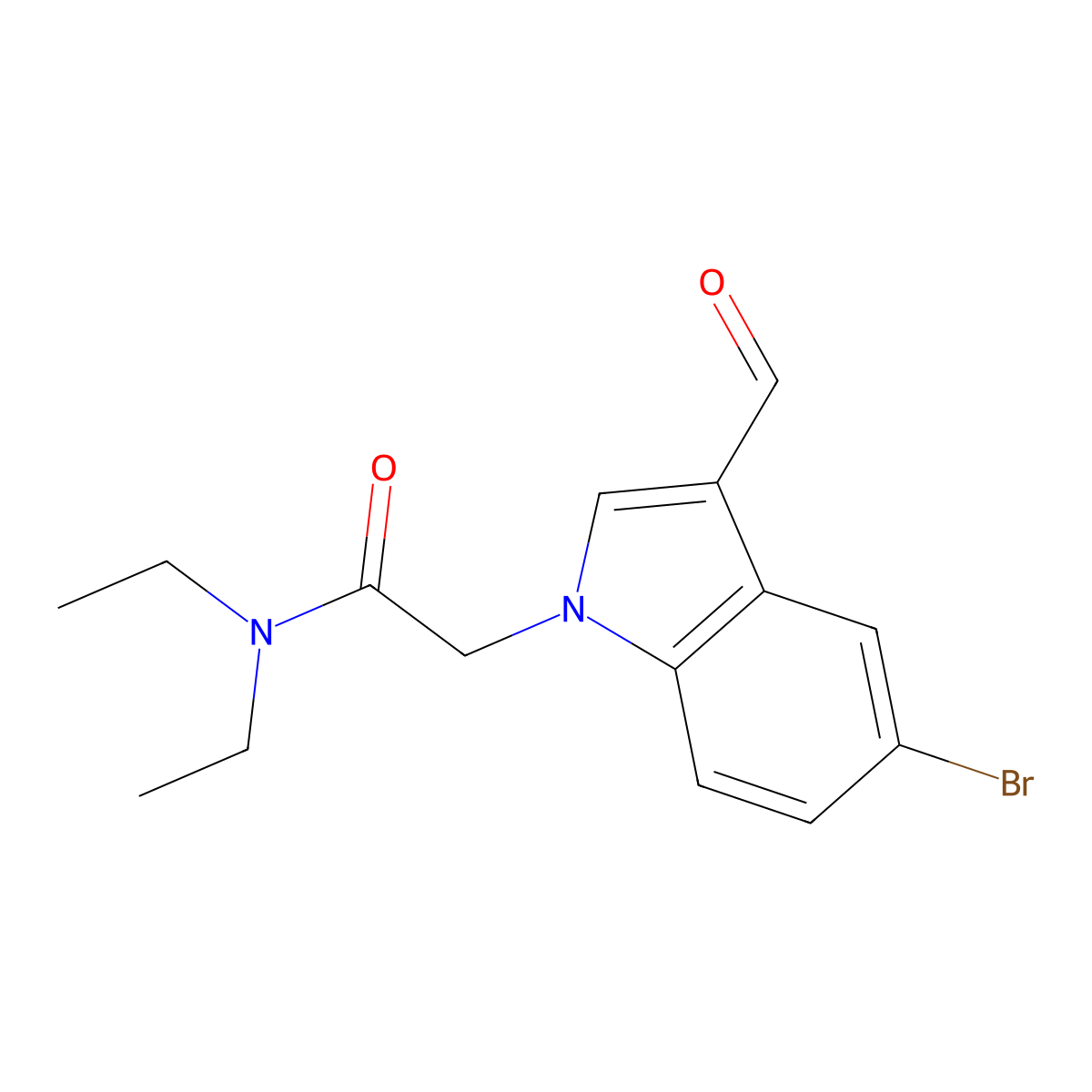 2-(5-bromo-3-formyl-1H-indol-1-yl)-N,N-diethylacetamide molecular structure, CAS 499111-79-4