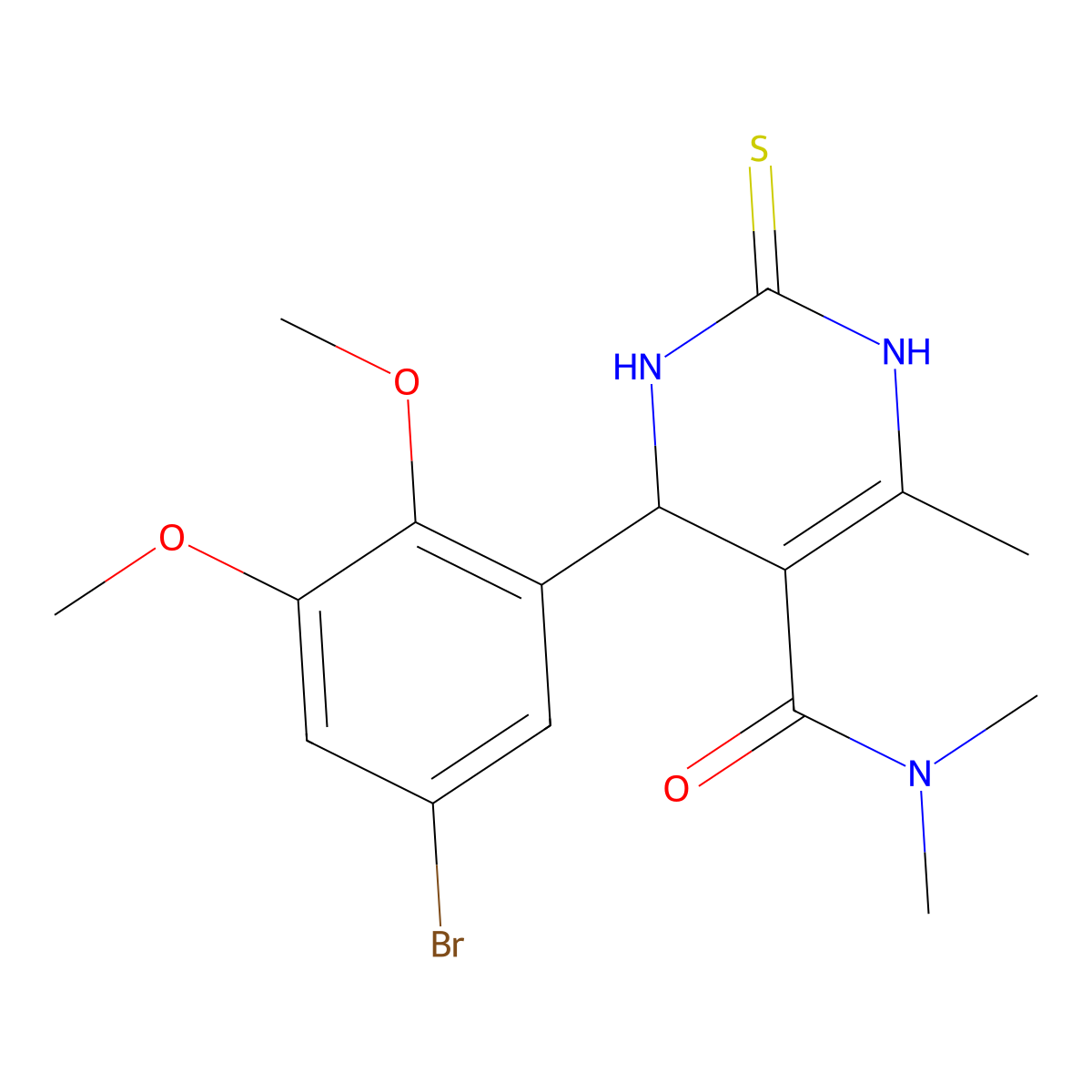 4-(5-bromo-2,3-dimethoxyphenyl)-N,N,6-trimethyl-2-sulfanylidene-3,4-dihydro-1H-pyrimidine-5-carboxamide molecular structure, CAS 499112-36-6