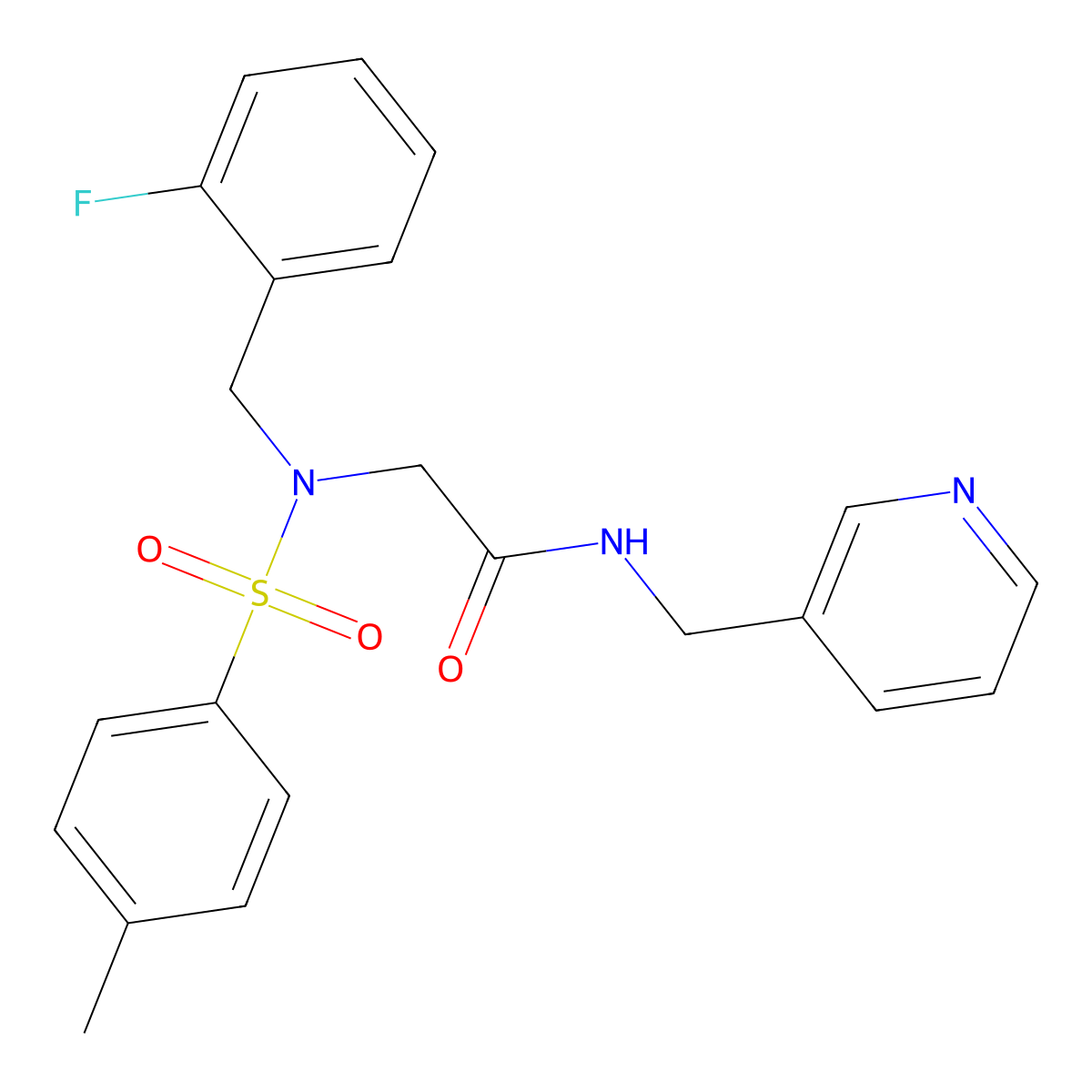 2-[(2-fluorophenyl)methyl-(4-methylphenyl)sulfonylamino]-N-(pyridin-3-ylmethyl)acetamide molecular structure, CAS 499112-61-7