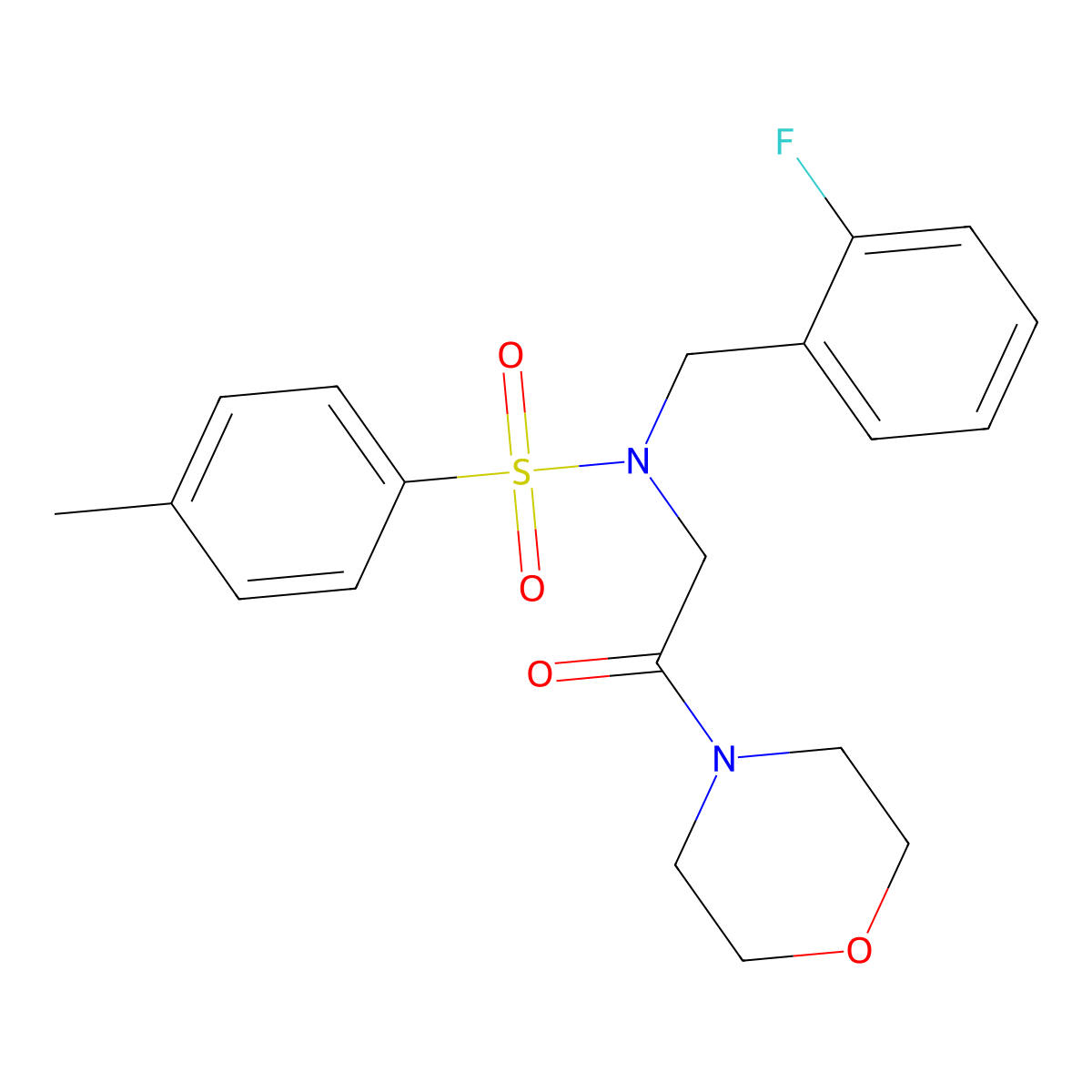 N-(2-fluorobenzyl)-4-methyl-N-[2-(morpholin-4-yl)-2-oxoethyl]benzenesulfonamide molecular structure, CAS 499112-62-8