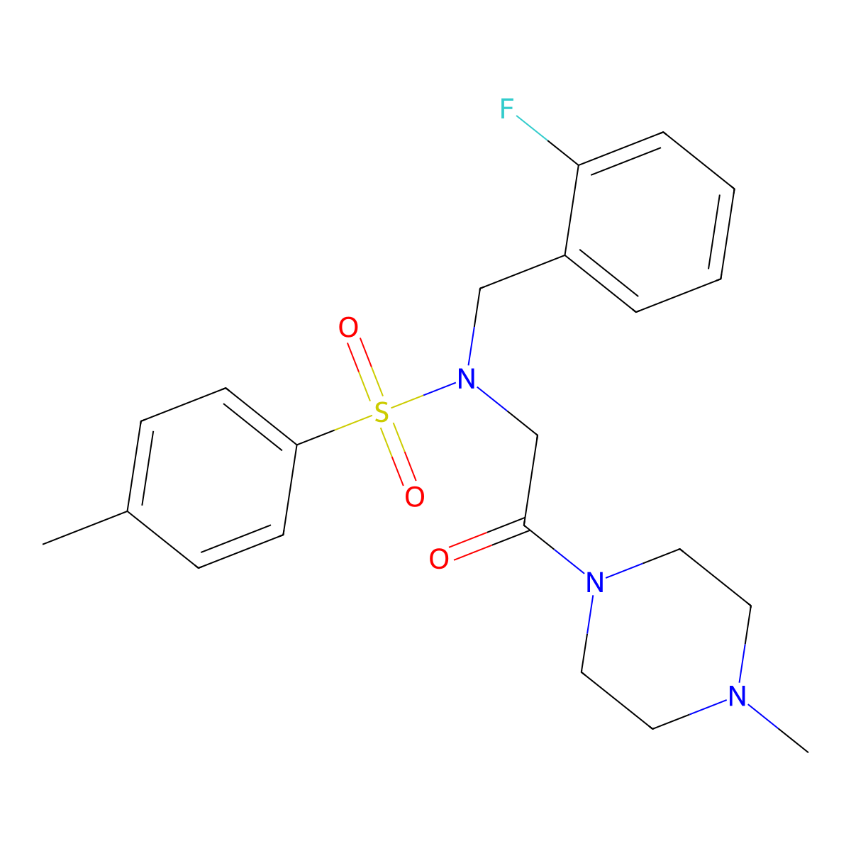 N-(2-fluorobenzyl)-4-methyl-N-[2-(4-methylpiperazin-1-yl)-2-oxoethyl]benzenesulfonamide molecular structure, CAS 499112-67-3