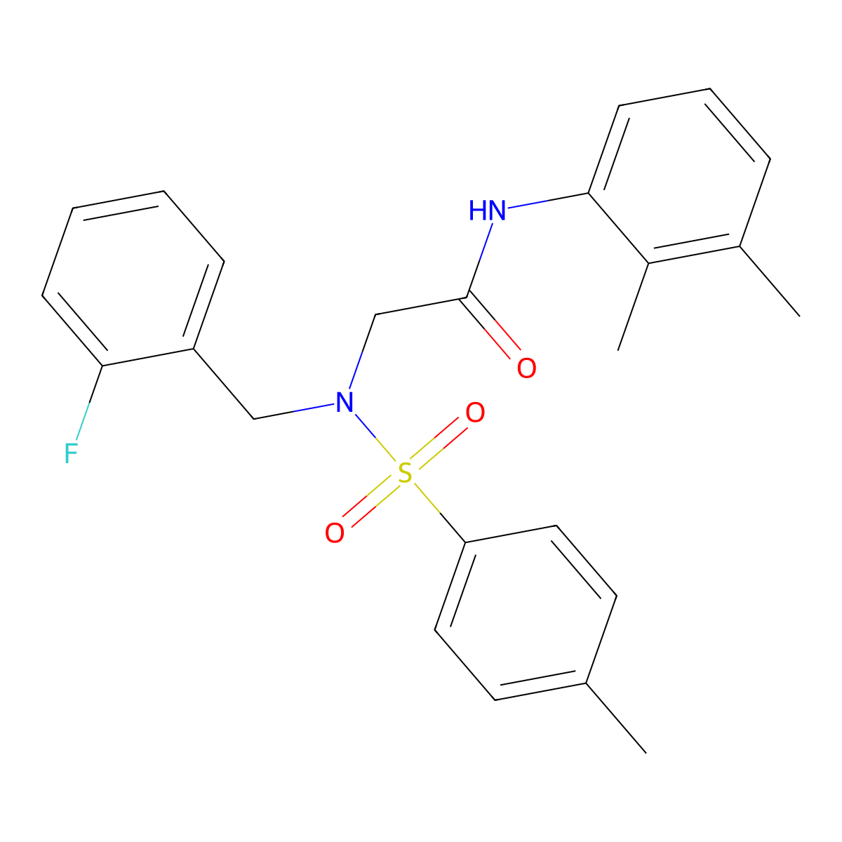 N-(2,3-dimethylphenyl)-2-[(2-fluorophenyl)methyl-(4-methylphenyl)sulfonylamino]acetamide molecular structure, CAS 499112-71-9