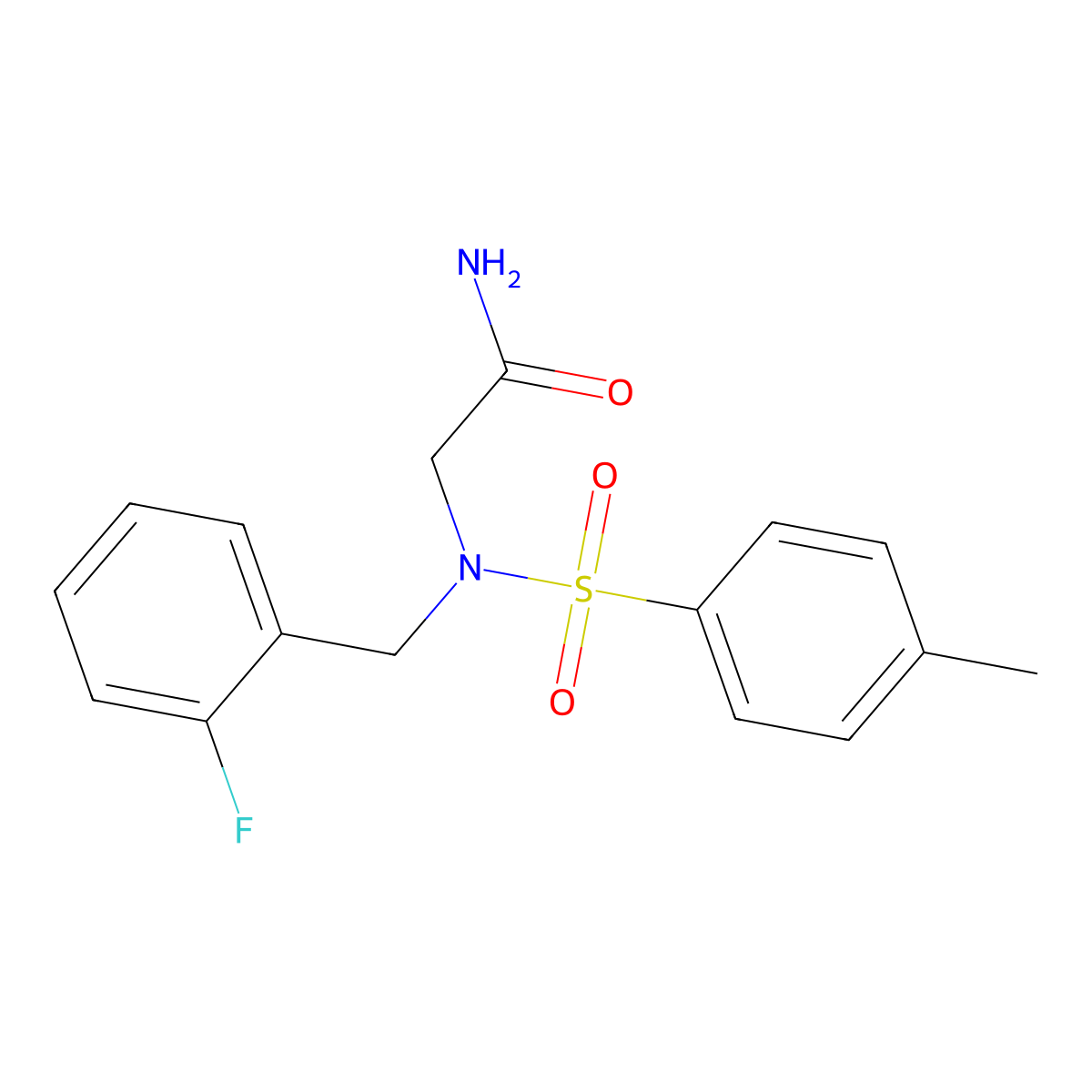 2-[(2-Fluorophenyl)methyl-(4-methylphenyl)sulfonylamino]acetamide molecular structure, CAS 499112-76-4