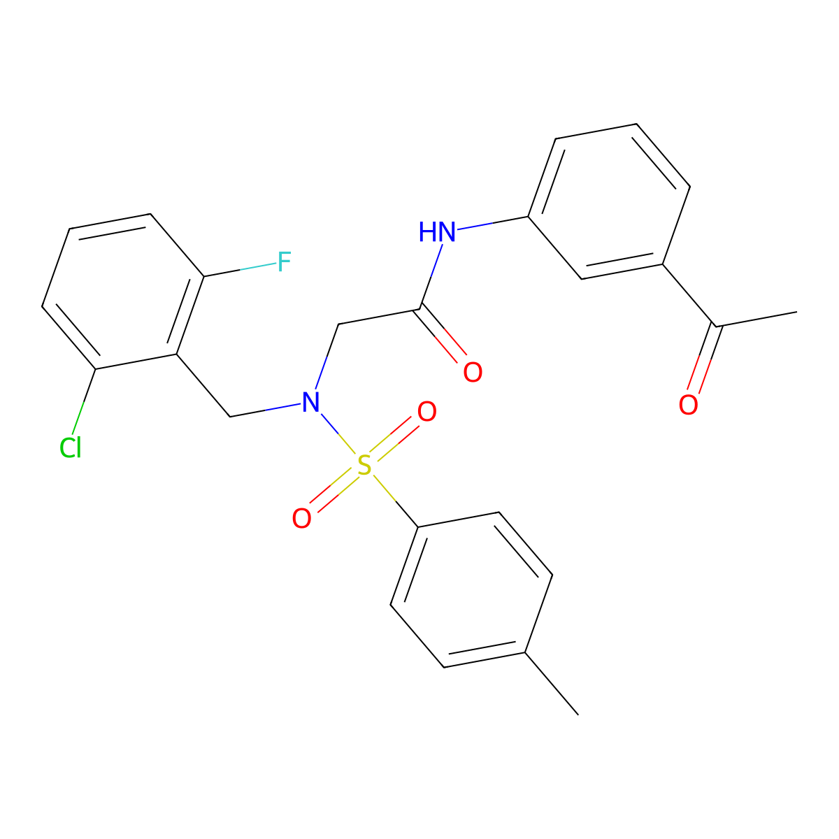 N-(3-acetylphenyl)-2-[(2-chloro-6-fluorophenyl)methyl-(4-methylphenyl)sulfonylamino]acetamide molecular structure, CAS 499112-79-7