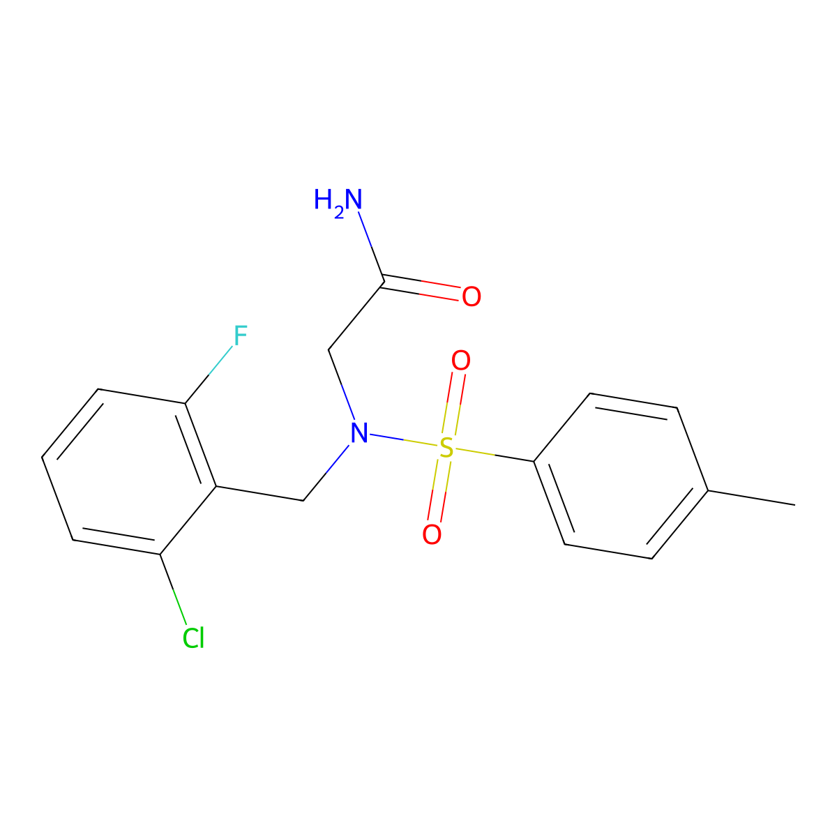 2-[(2-Chloro-6-fluorophenyl)methyl-(4-methylphenyl)sulfonylamino]acetamide molecular structure, CAS 499112-91-3