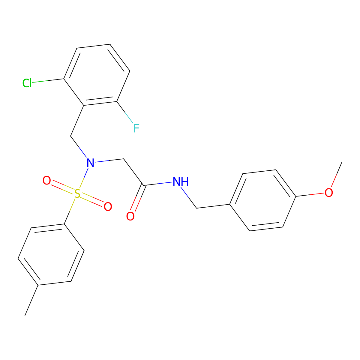 2-[(2-chloro-6-fluorophenyl)methyl-(4-methylphenyl)sulfonylamino]-N-[(4-methoxyphenyl)methyl]acetamide molecular structure, CAS 499112-97-9
