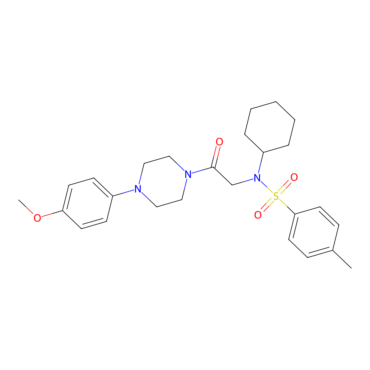 N-cyclohexyl-N-{2-[4-(4-methoxyphenyl)piperazin-1-yl]-2-oxoethyl}-4-methylbenzenesulfonamide molecular structure, CAS 499113-11-0