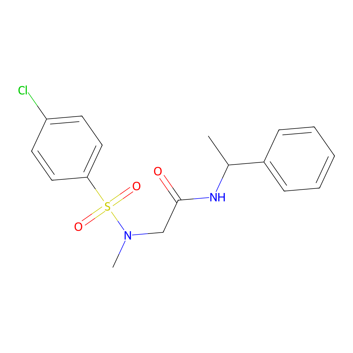 2-[(4-chlorophenyl)sulfonyl-methylamino]-N-(1-phenylethyl)acetamide molecular structure, CAS 499113-20-1