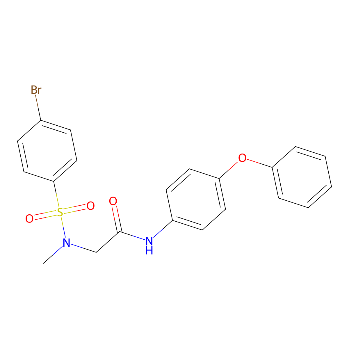 2-[(4-bromophenyl)sulfonyl-methylamino]-N-(4-phenoxyphenyl)acetamide molecular structure, CAS 499113-32-5