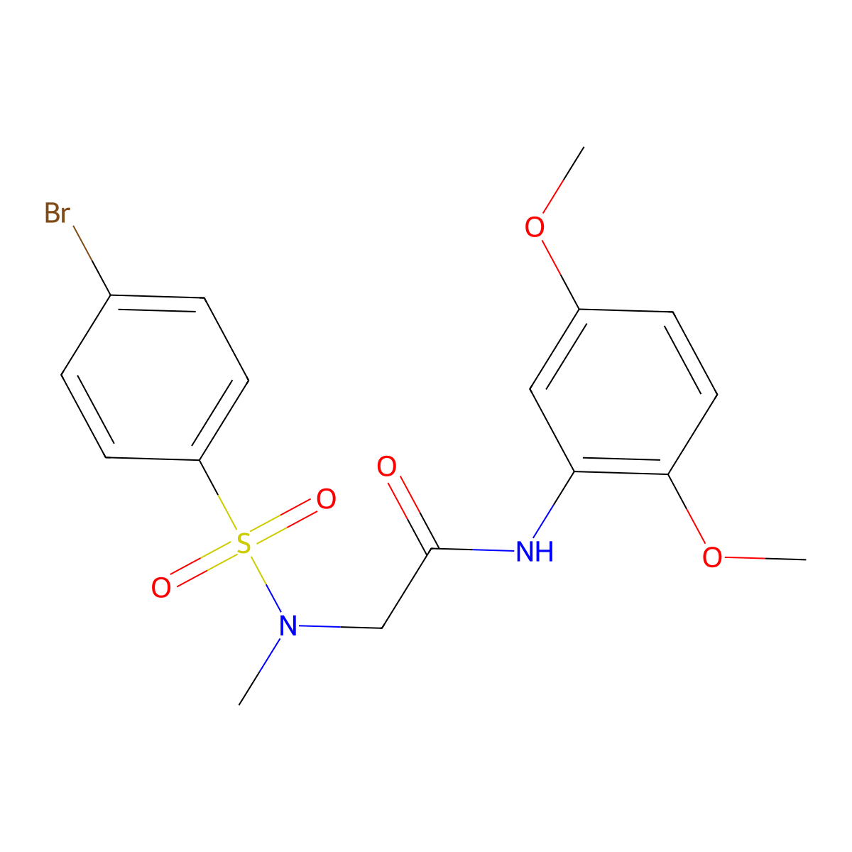 2-[(4-bromophenyl)sulfonyl-methylamino]-N-(2,5-dimethoxyphenyl)acetamide molecular structure, CAS 499113-34-7